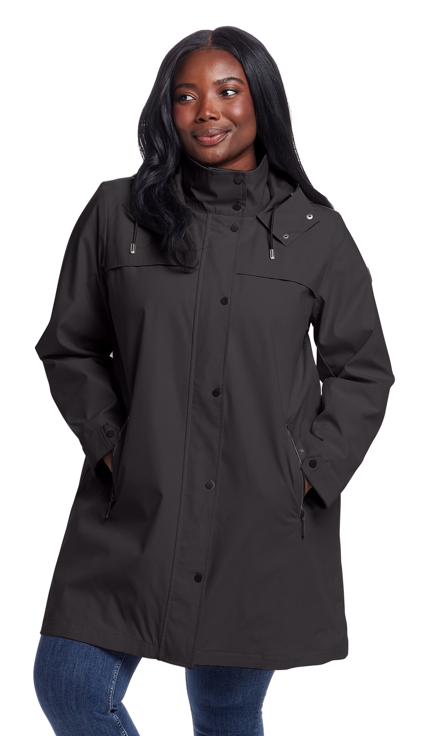 HOODED A-LINE RAIN JACKET