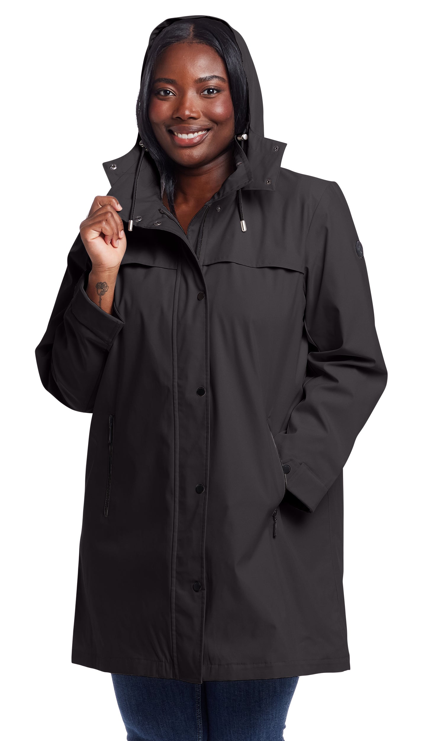 HOODED A-LINE RAIN JACKET