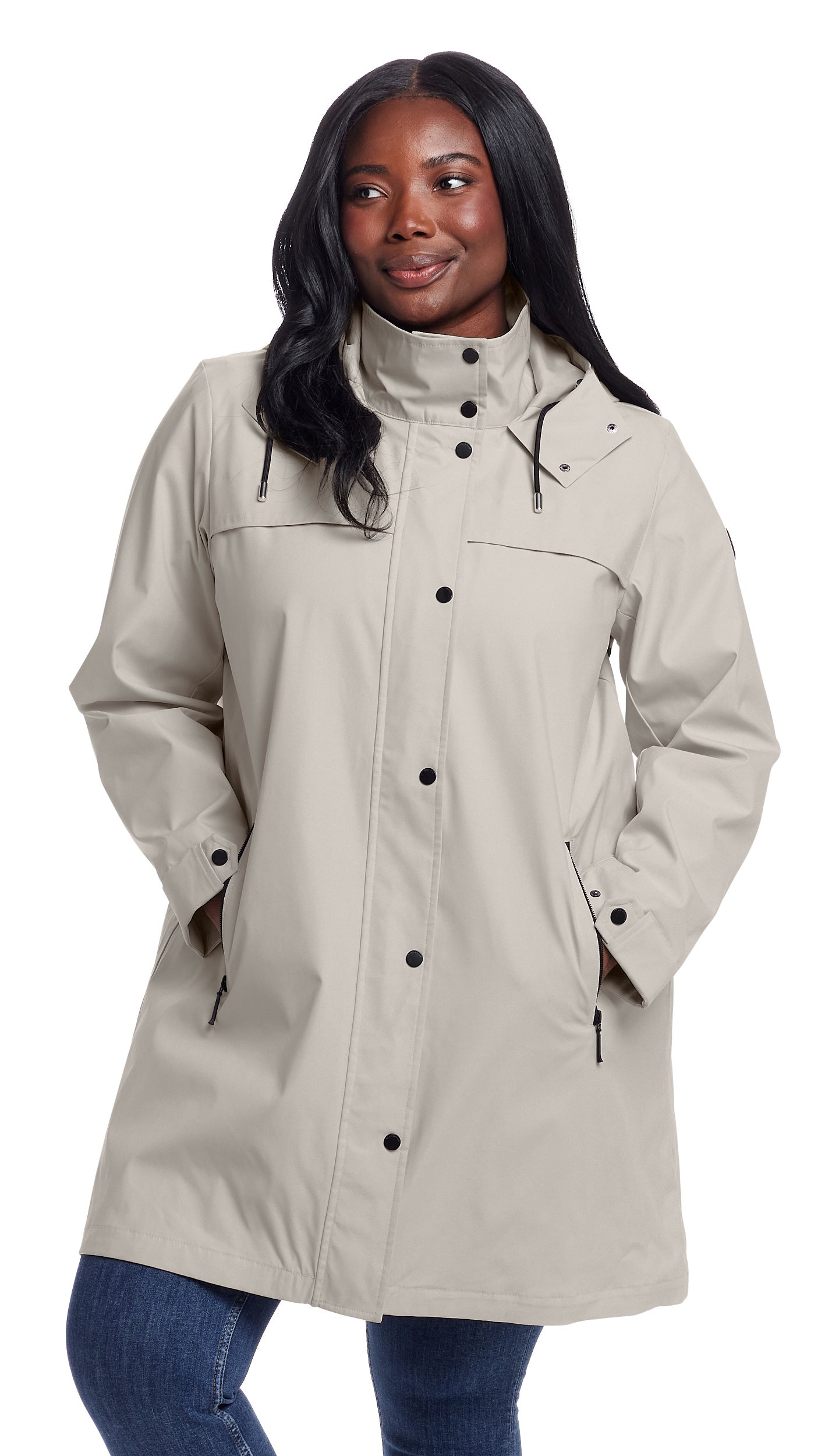 HOODED A-LINE RAIN JACKET