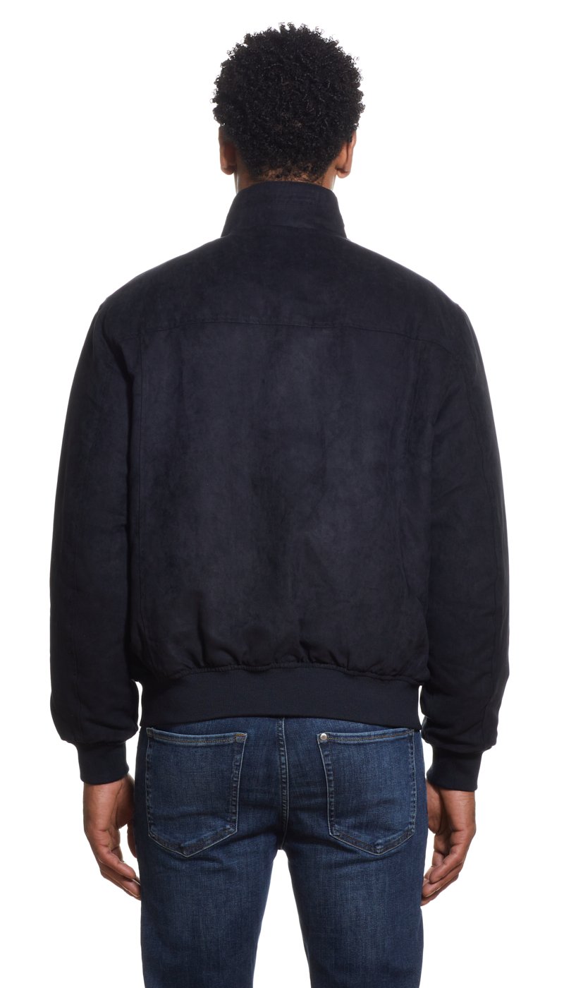 MICROSUEDE STAND COLLAR BOMBER JACKET