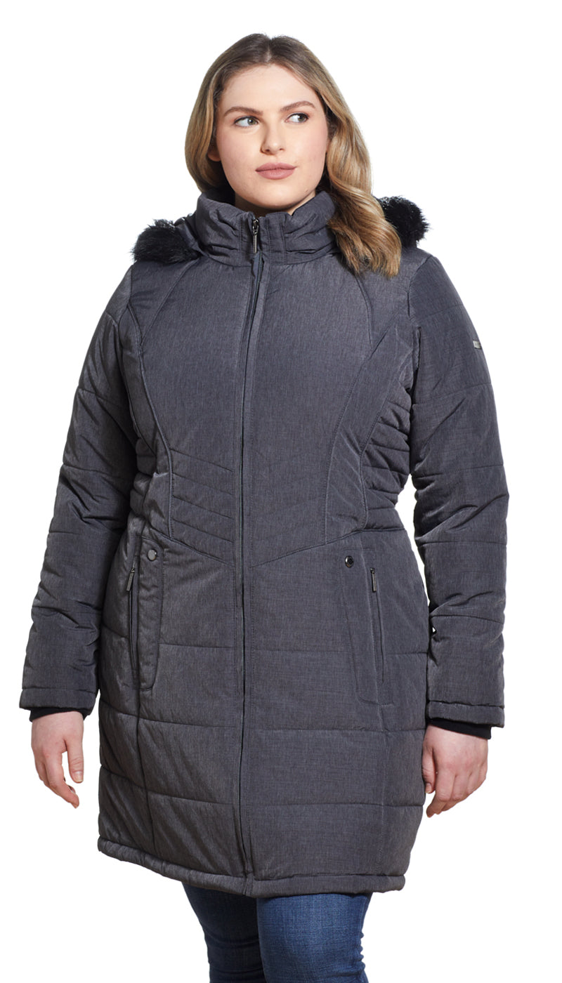 SHAPED QUILTED 3/4 PUFFER COAT
