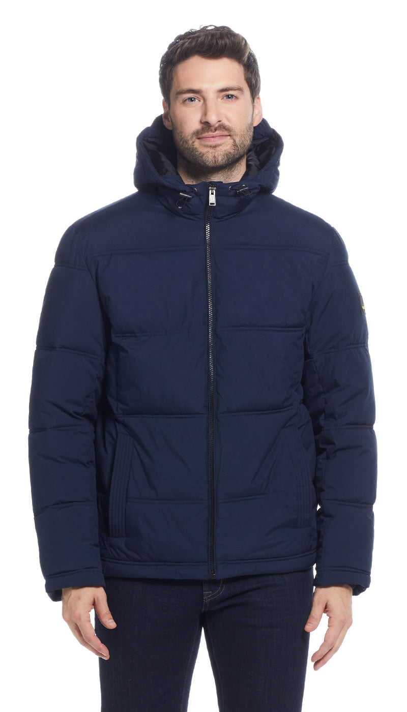 QUILTED PUFFER WITH ATTACHED HOOD