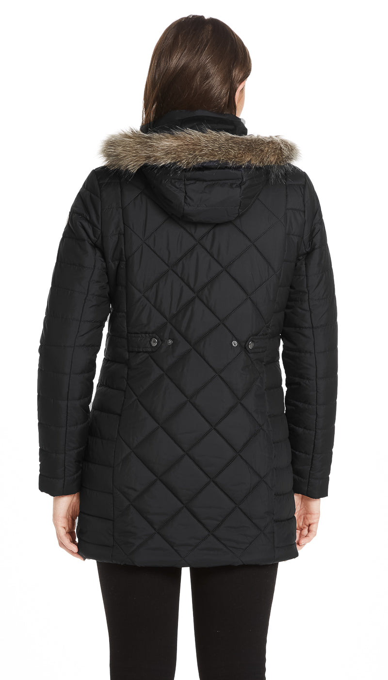 DIAMOND QUILTED 3/4 PUFFER