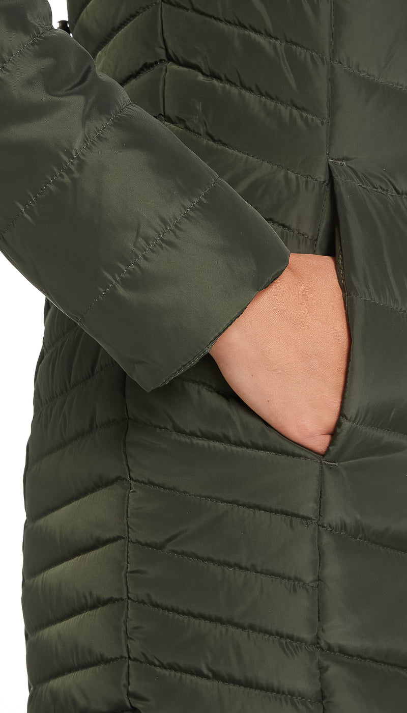 CHEVRON QUILTED 3/4 PUFFER
