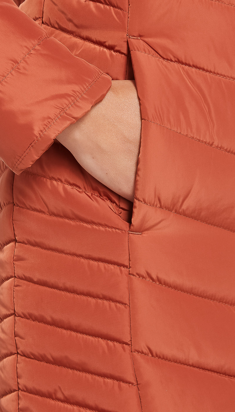 CHEVRON QUILTED 3/4 PUFFER