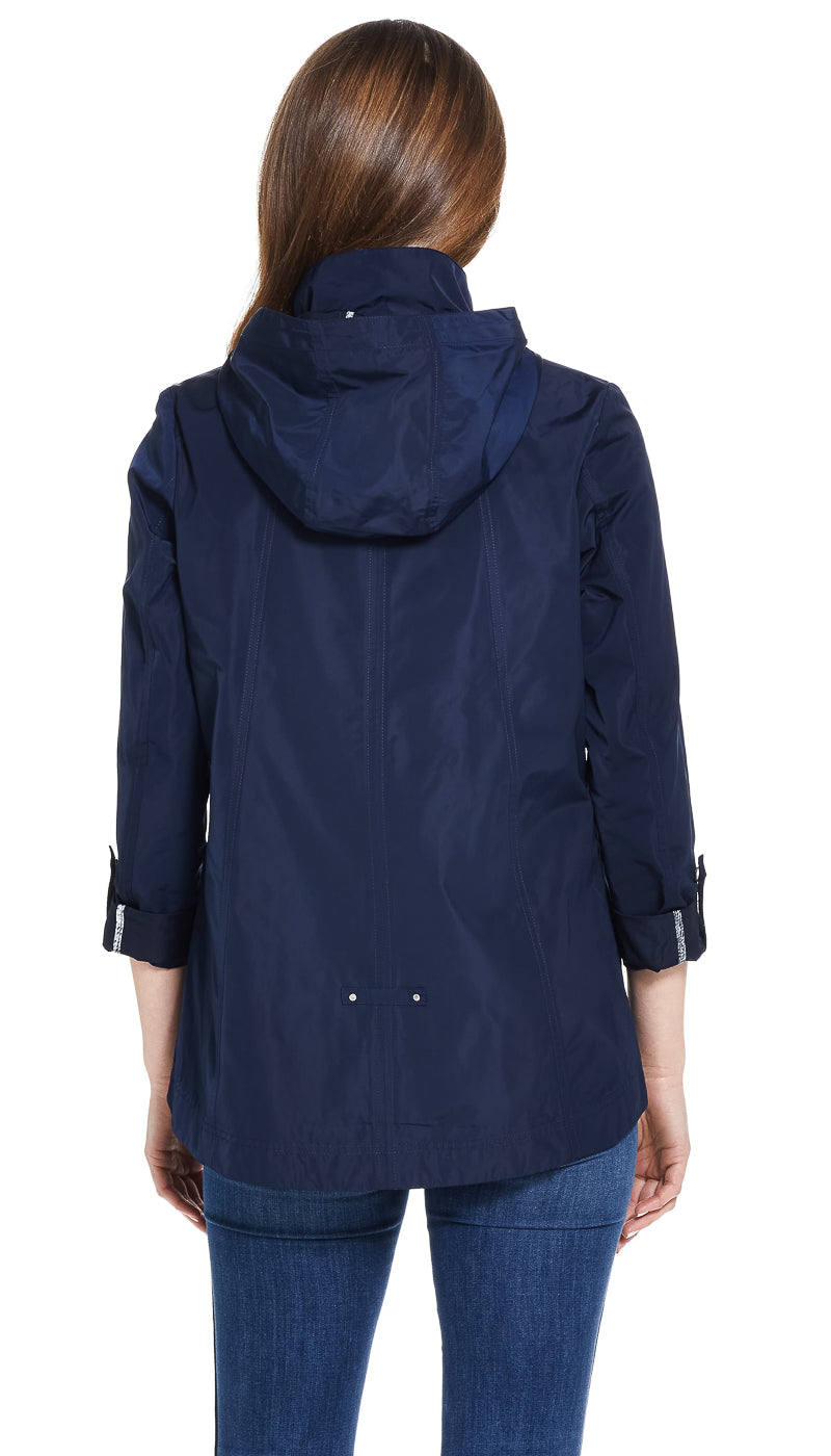 HOODED JACKET WITH TURN BACK SLEEVES