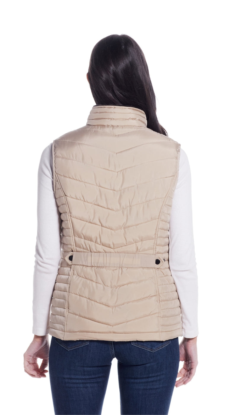 QUILTED PUFFER VEST WITH PLUSH LINING