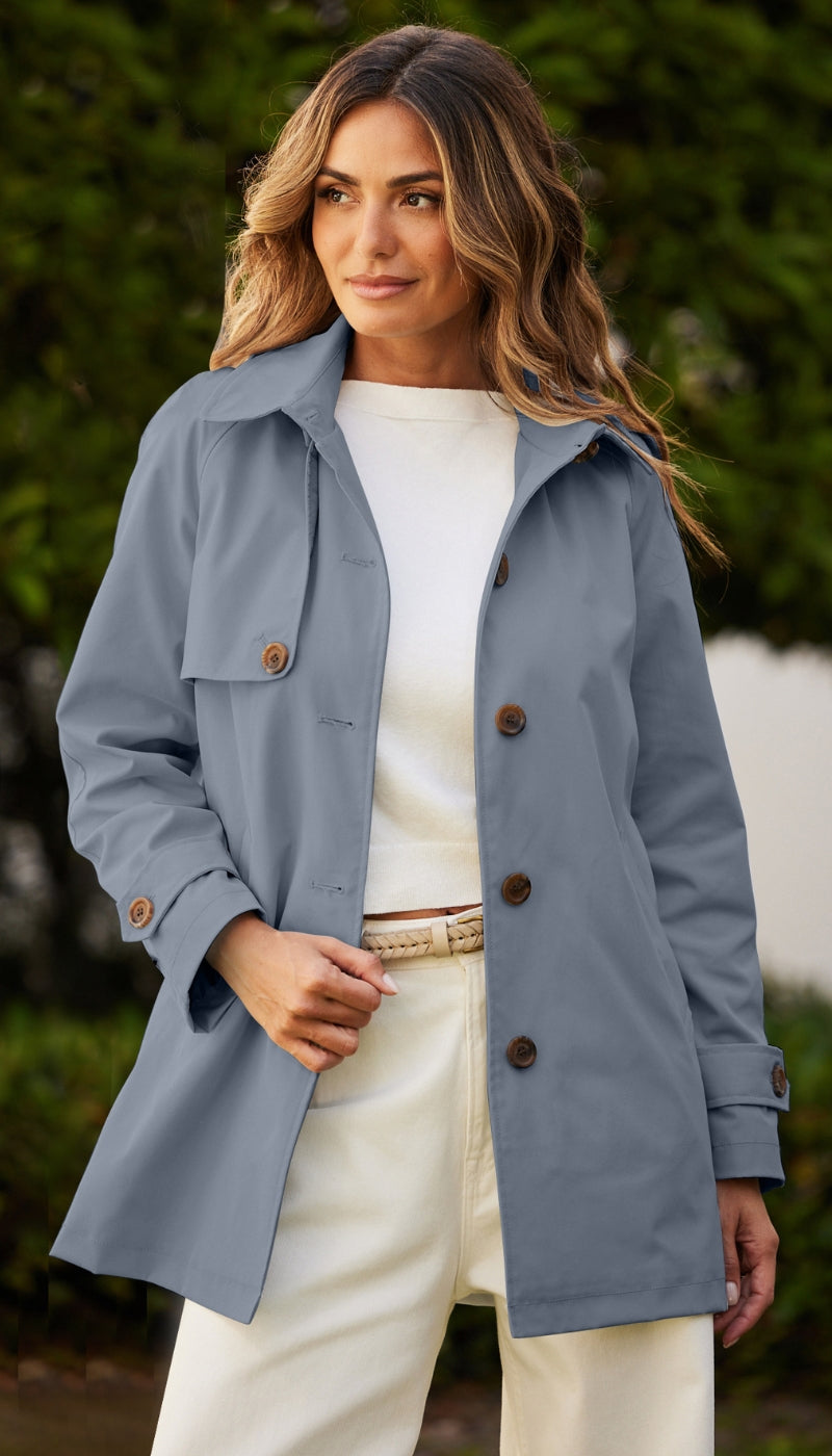 BUTTON FRONT HOODED TOPPER