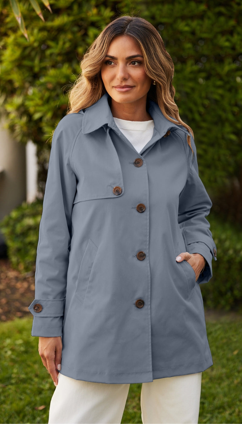 BUTTON FRONT HOODED TOPPER