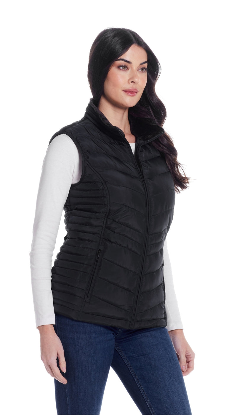 QUILTED PUFFER VEST WITH PLUSH LINING