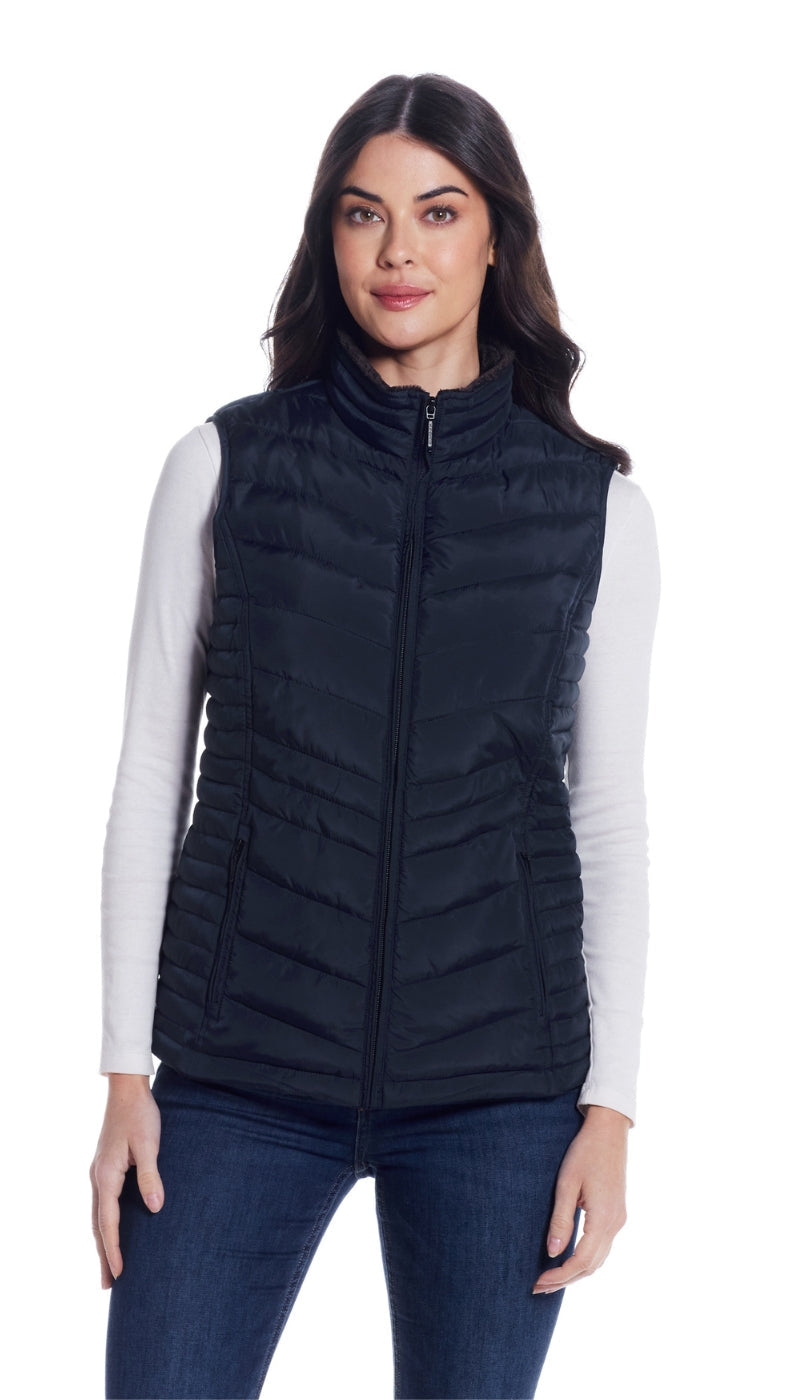 QUILTED PUFFER VEST WITH PLUSH LINING