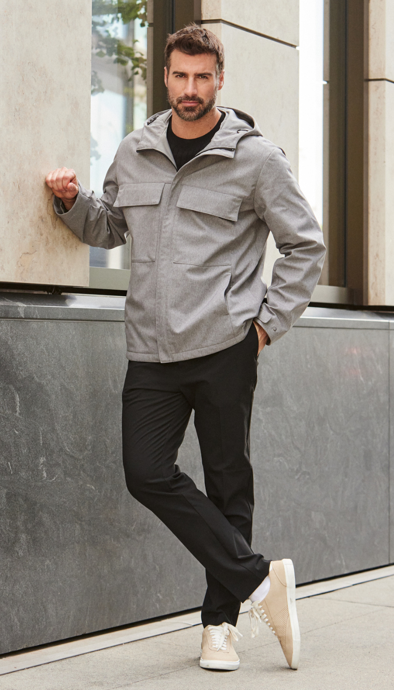 UNLINED HOODED SOFT SHELL SHIRT JACKET