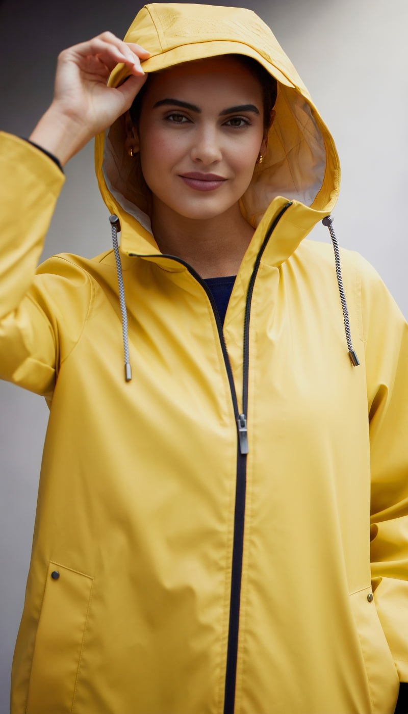 HOODED A-LINE RAIN SLICKER