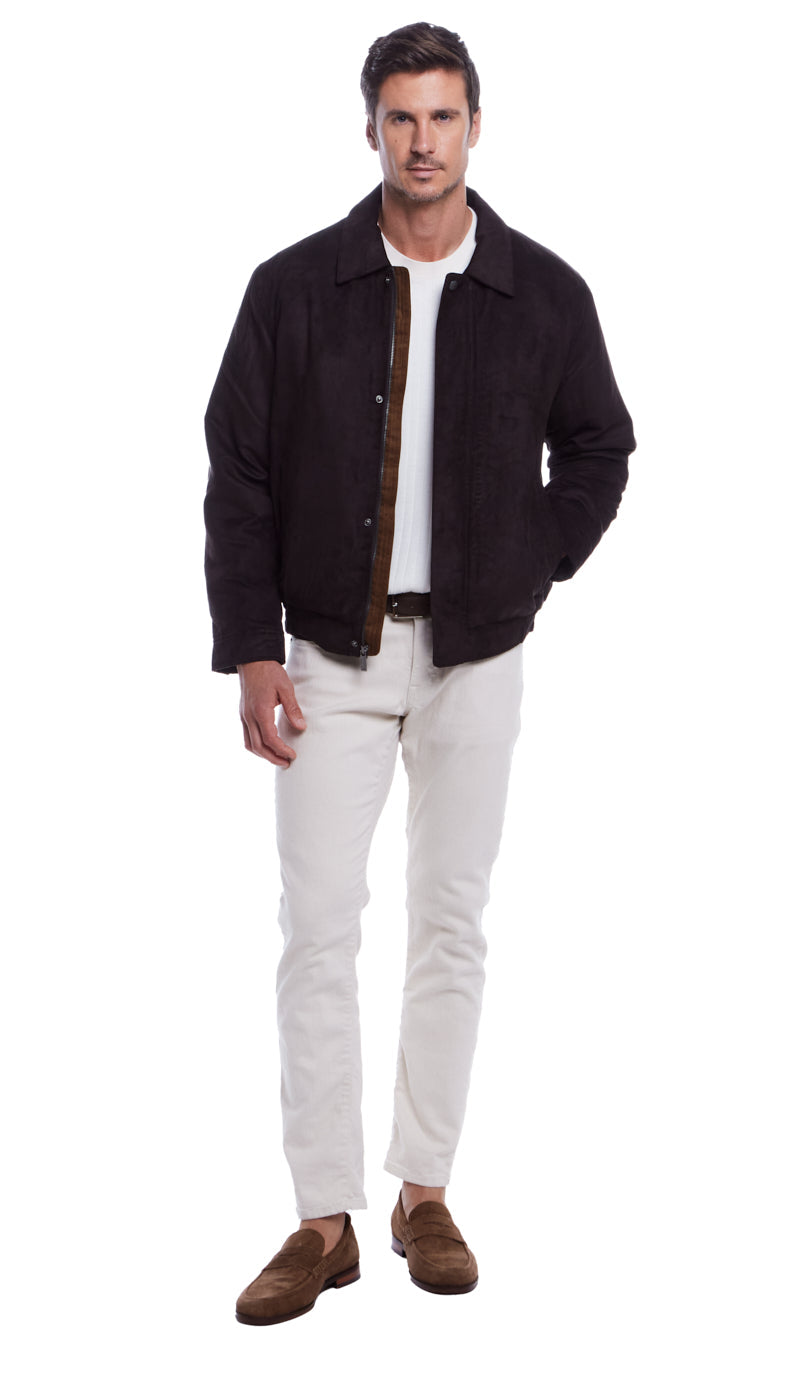 MICROSUEDE BOMBER JACKET