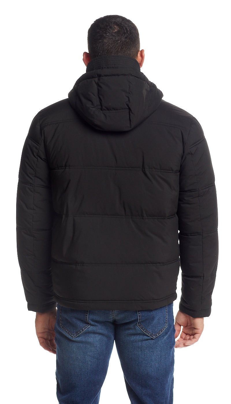 QUILTED PUFFER WITH ATTACHED HOOD