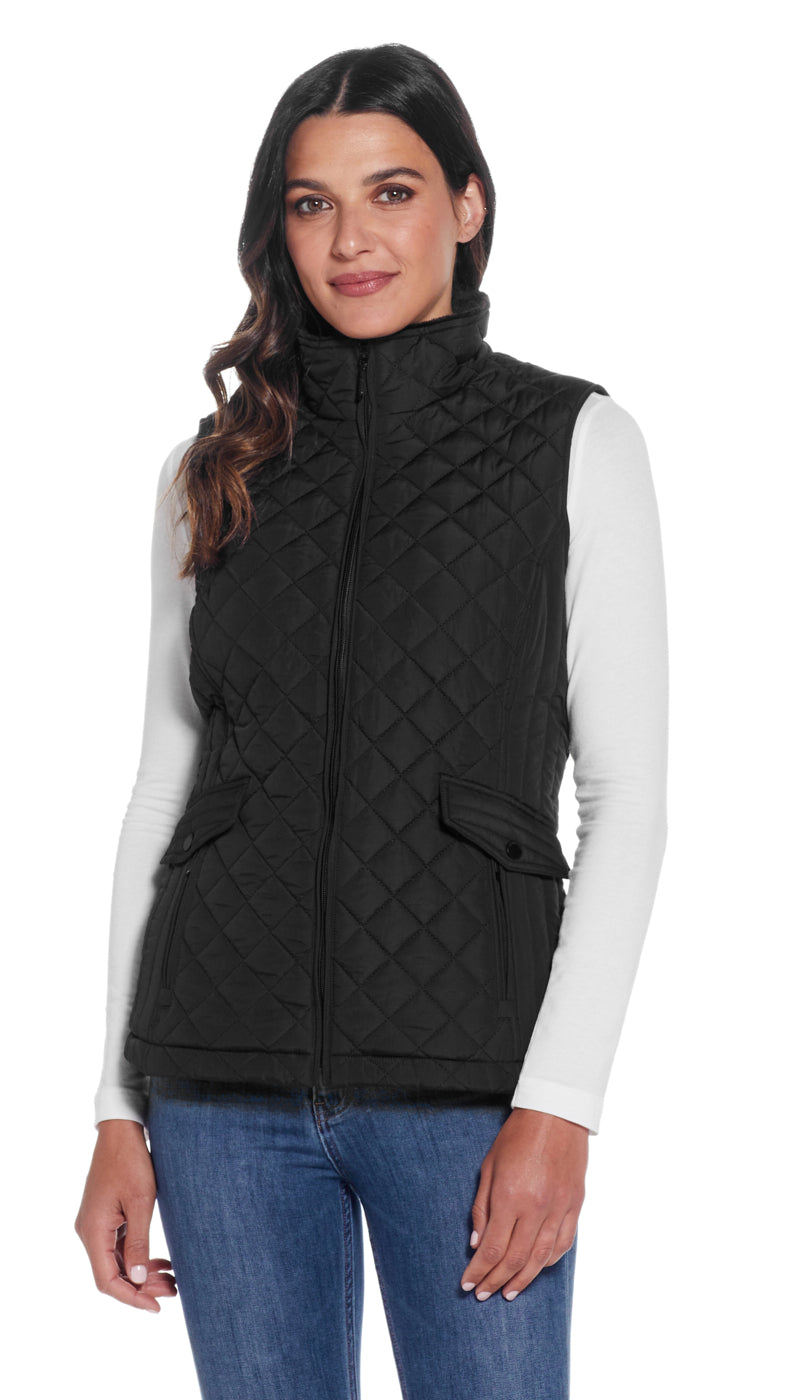 MIXED QUILTED VEST WITH PLUSH LINING