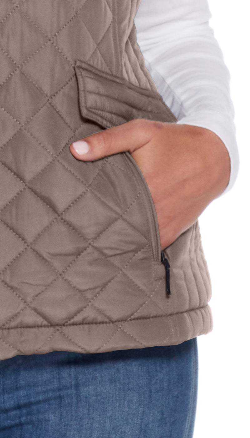 MIXED QUILTED VEST WITH PLUSH LINING