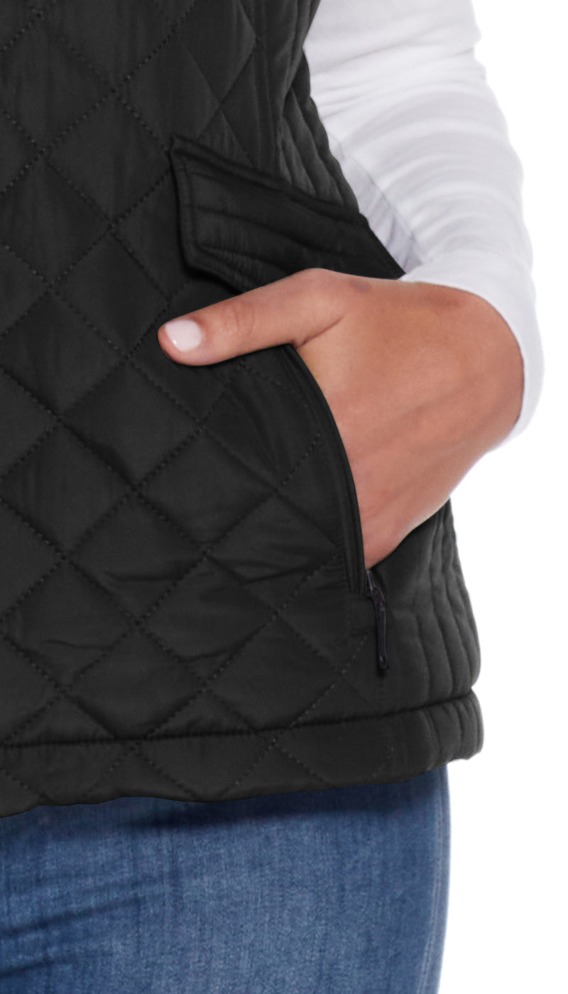 MIXED QUILTED VEST WITH PLUSH LINING