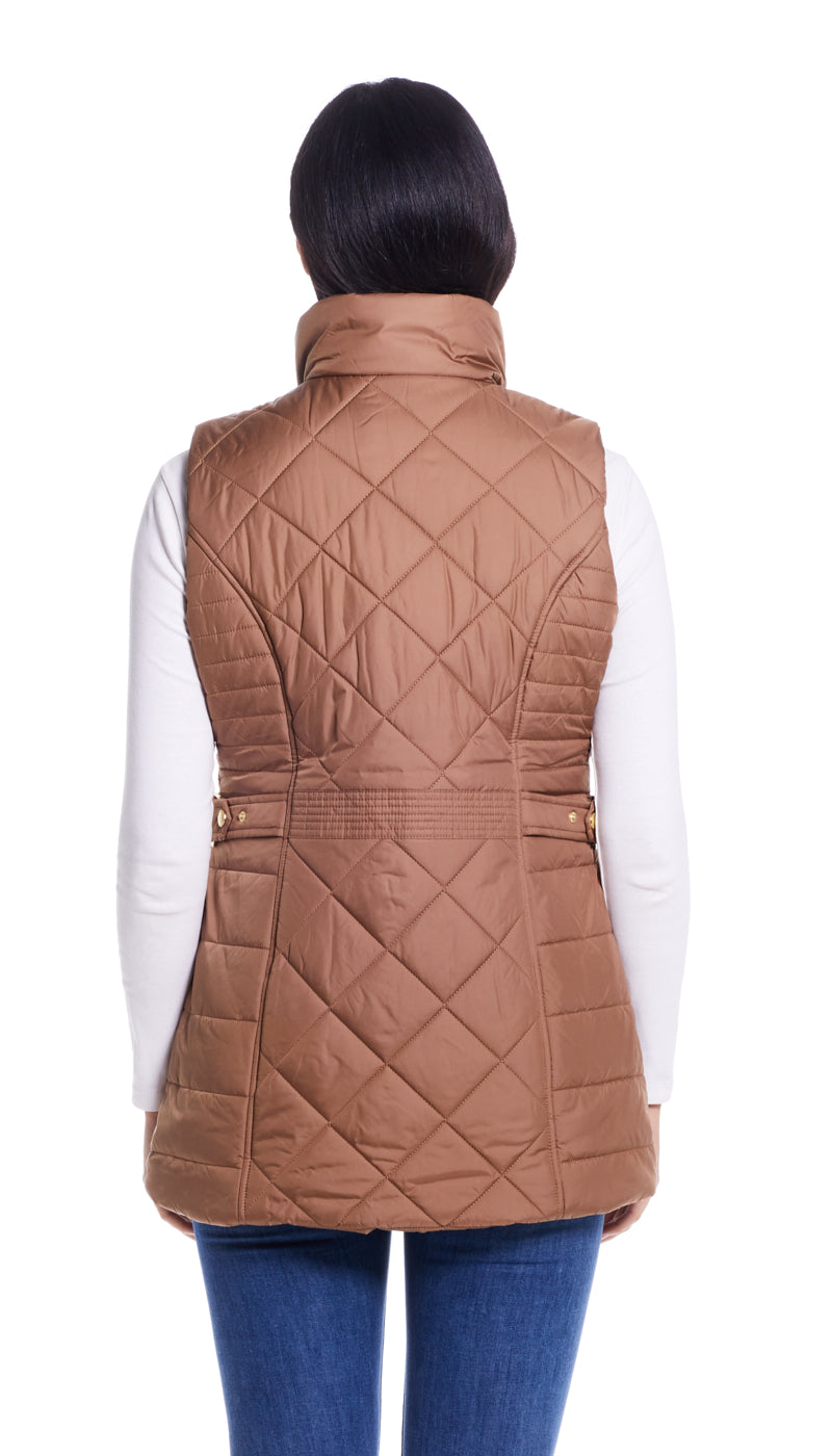 DIAMOND QUILTED LONGLINE VEST