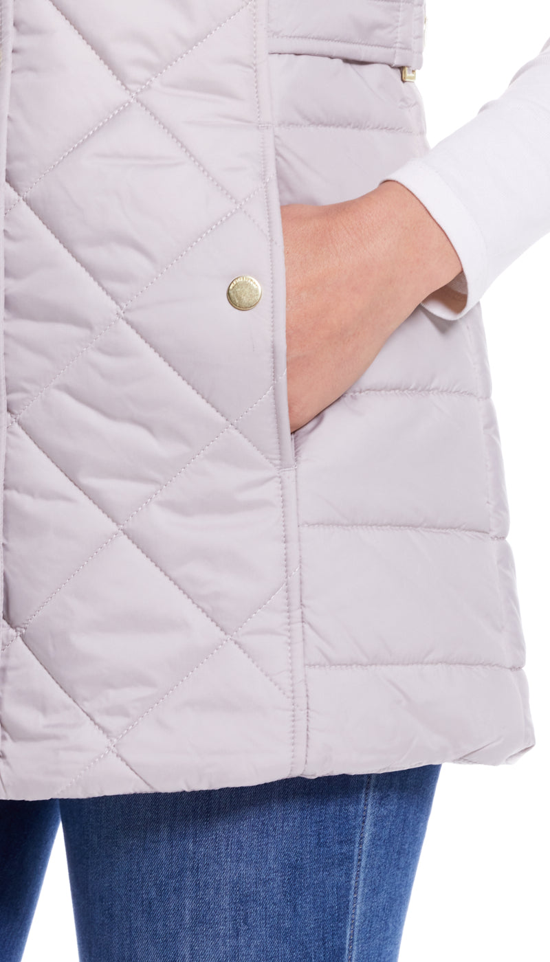 DIAMOND QUILTED LONGLINE VEST