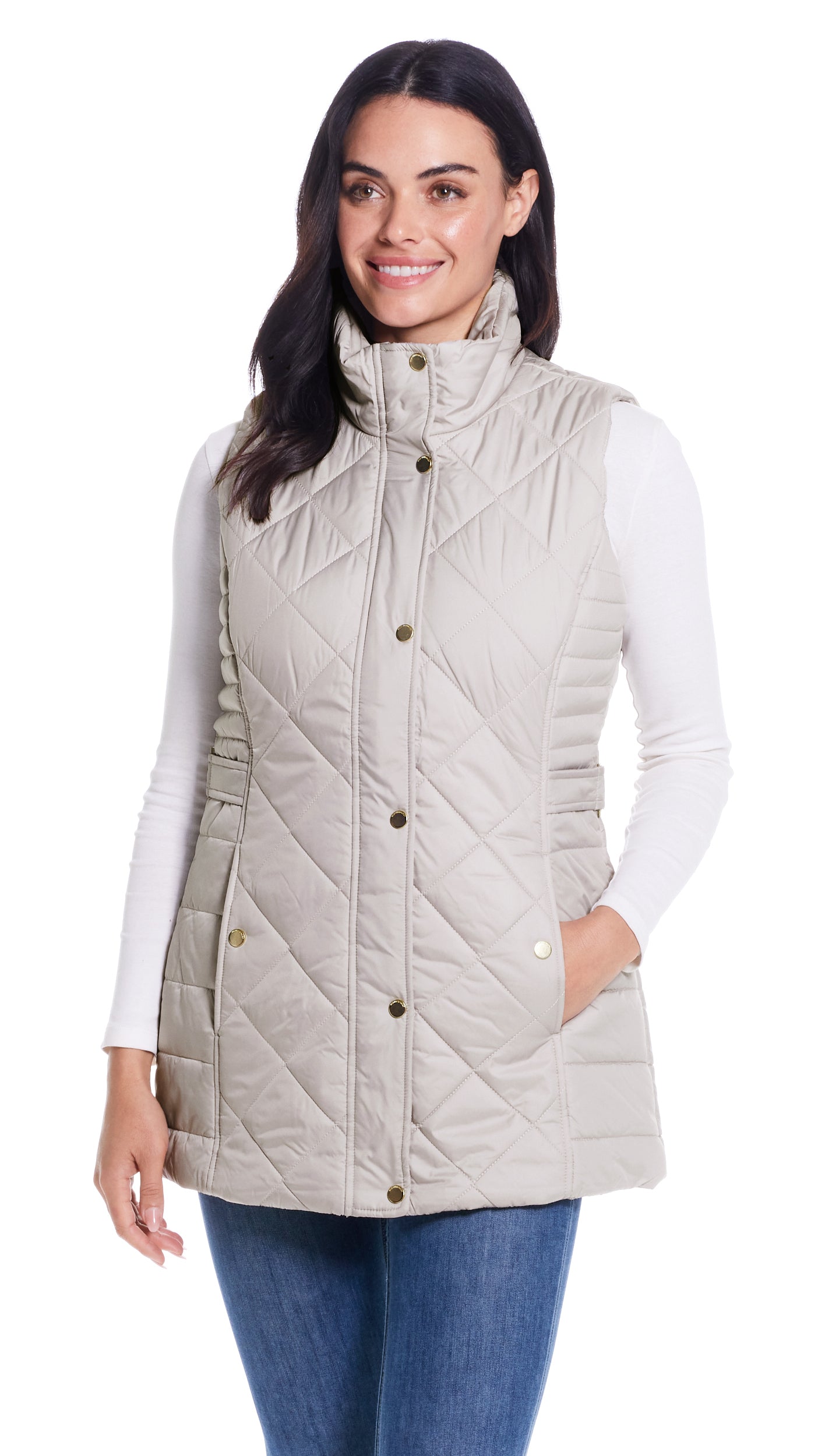 DIAMOND QUILTED LONGLINE VEST