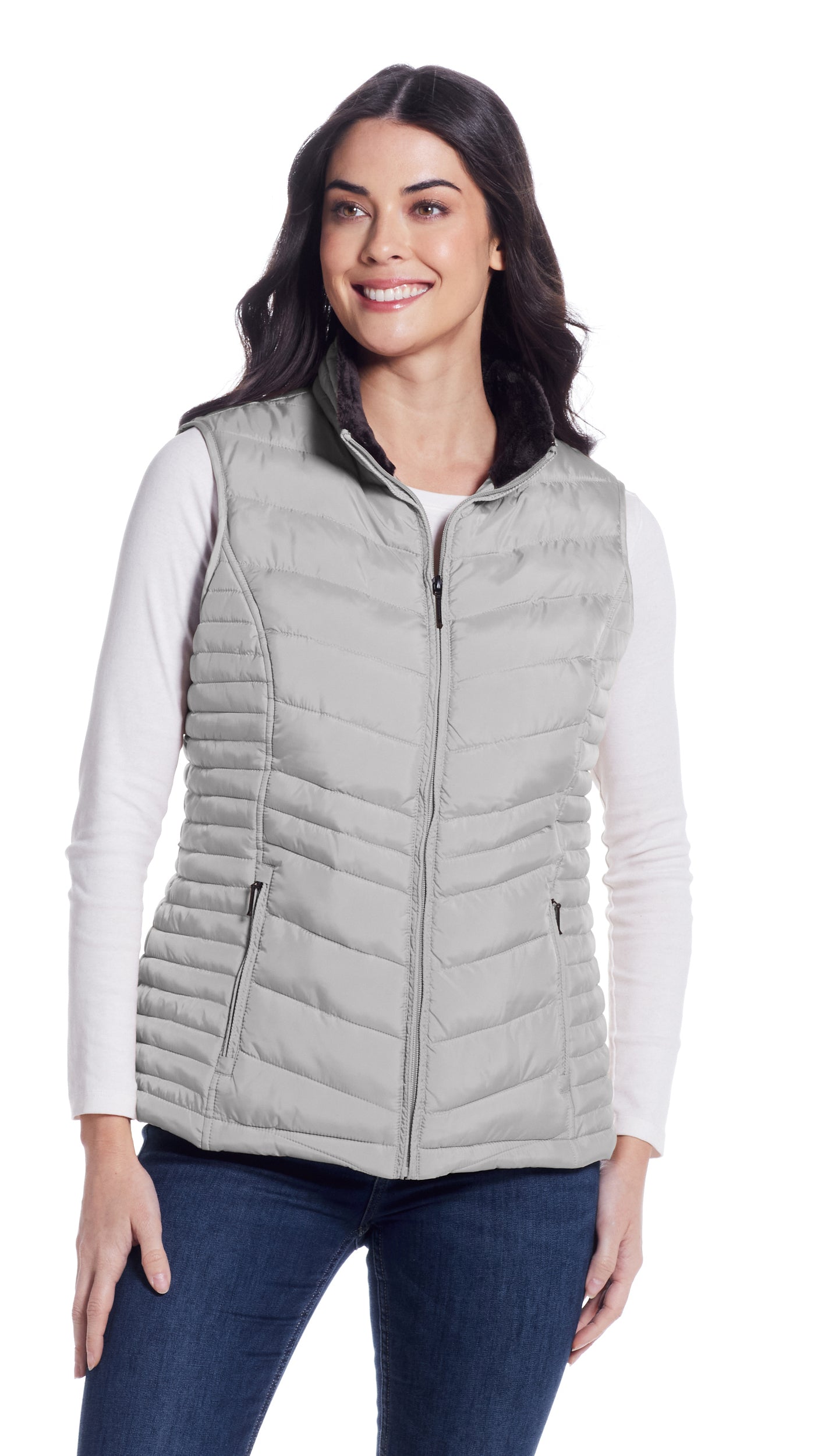 QUILTED PUFFER VEST WITH PLUSH LINING