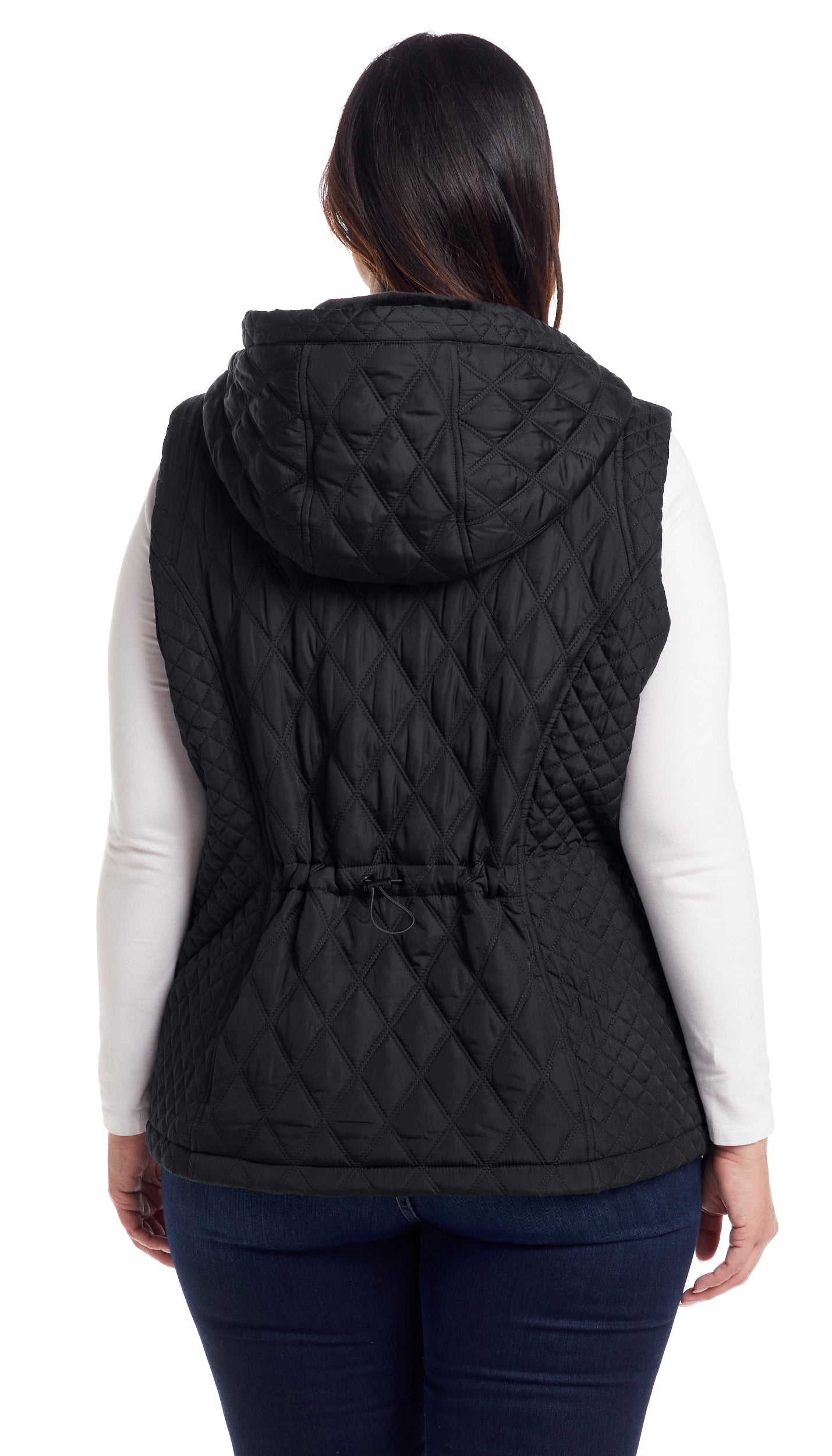 QUILTED HOODED VEST WITH PLUSH LINING