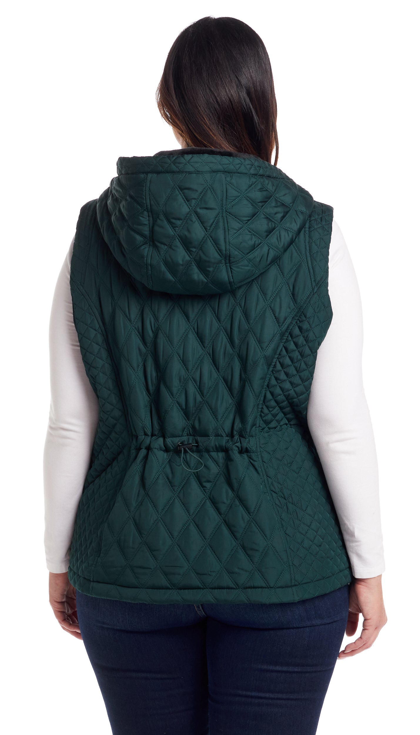 QUILTED HOODED VEST WITH PLUSH LINING