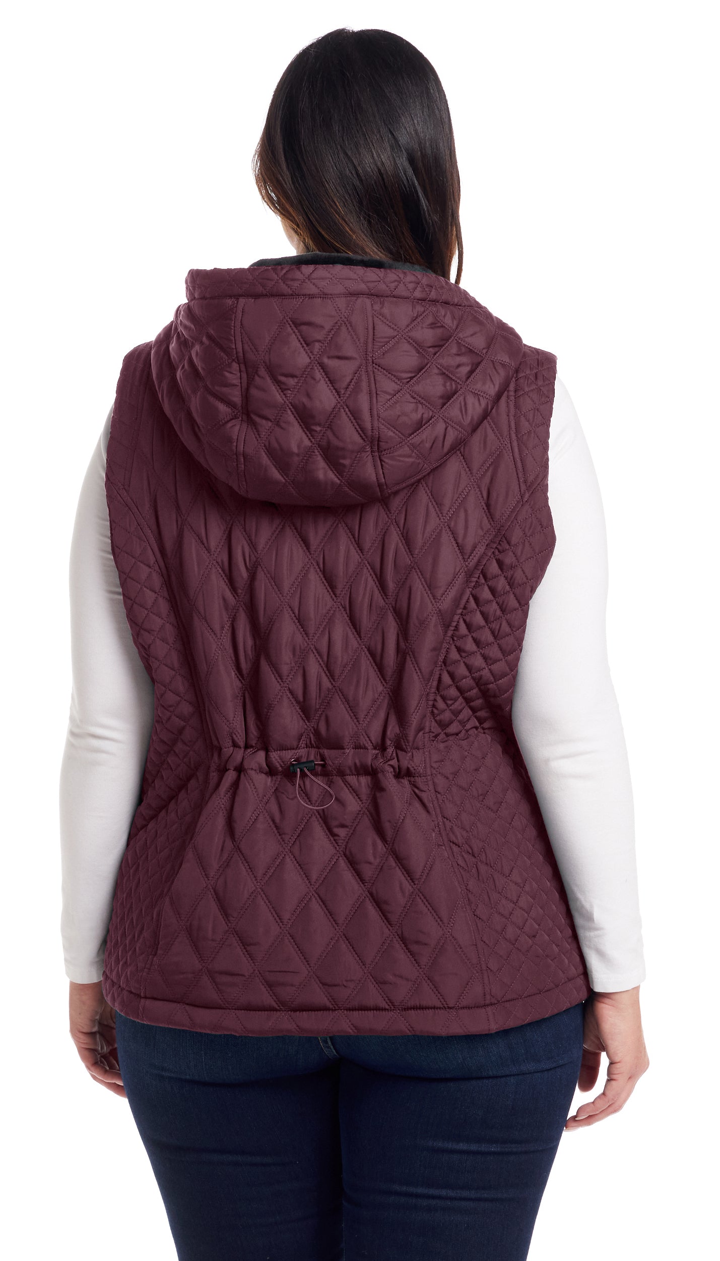 QUILTED HOODED VEST WITH PLUSH LINING