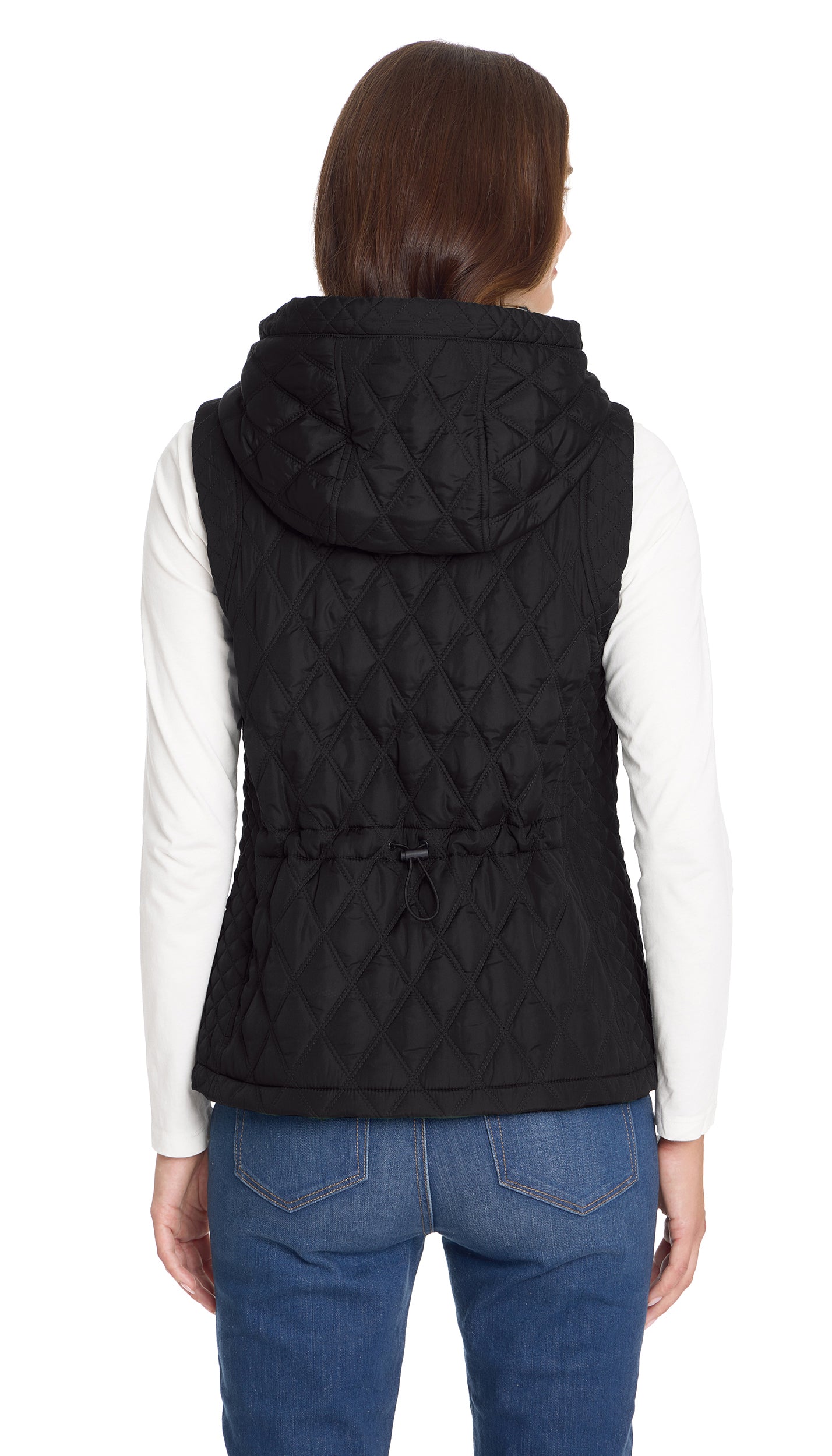 QUILTED HOODED VEST WITH PLUSH LINING