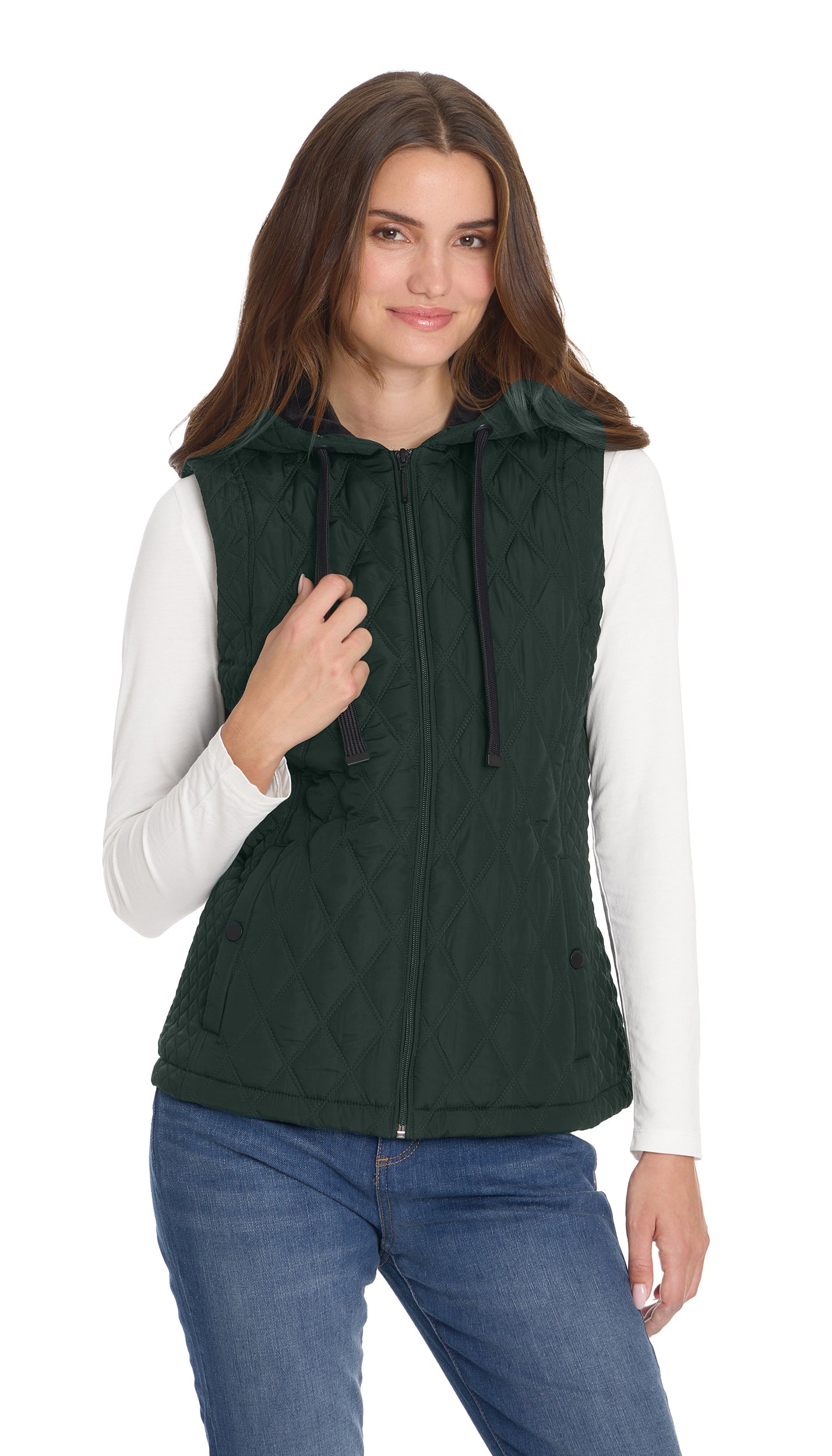QUILTED HOODED VEST WITH PLUSH LINING