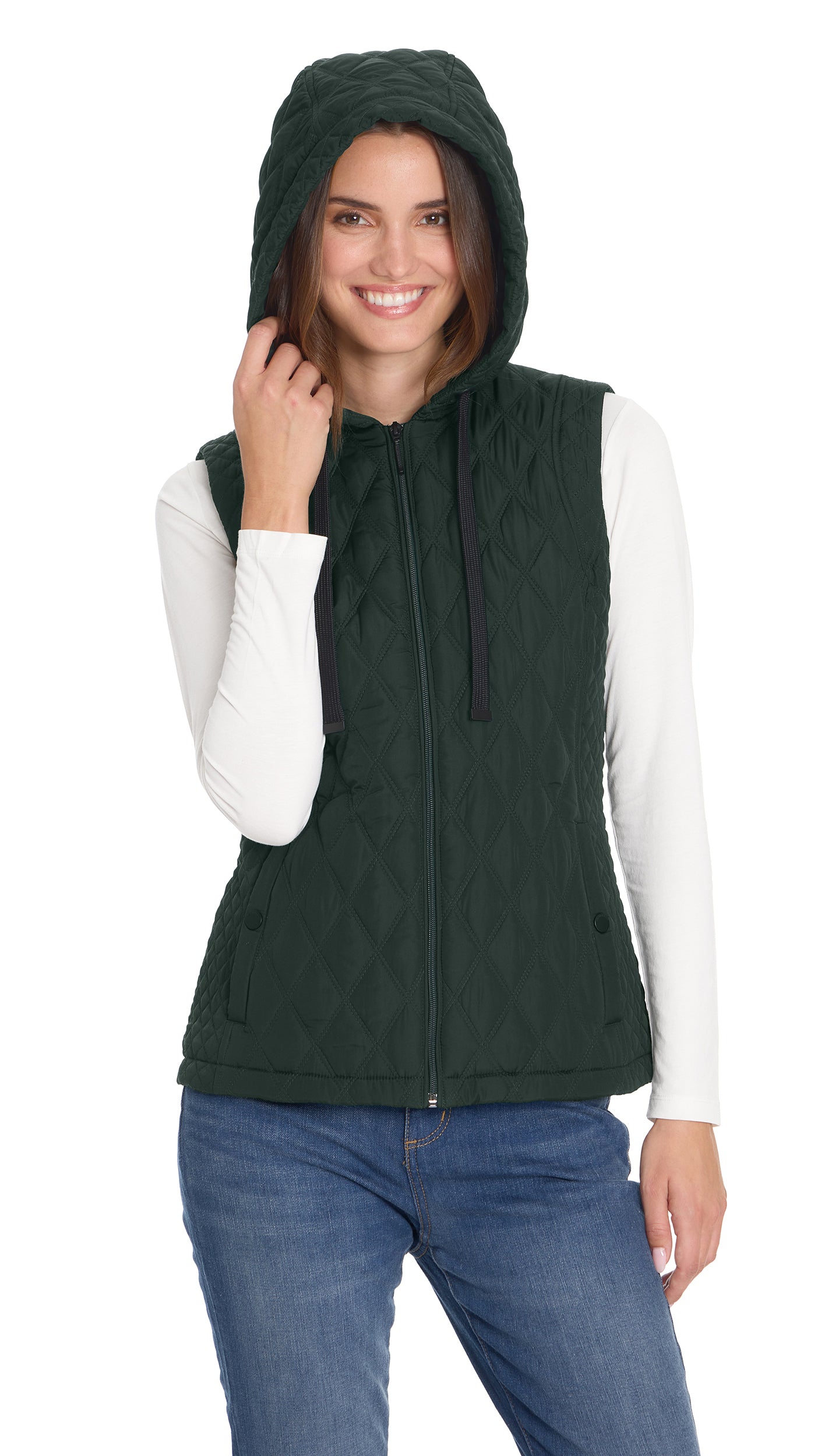 QUILTED HOODED VEST WITH PLUSH LINING