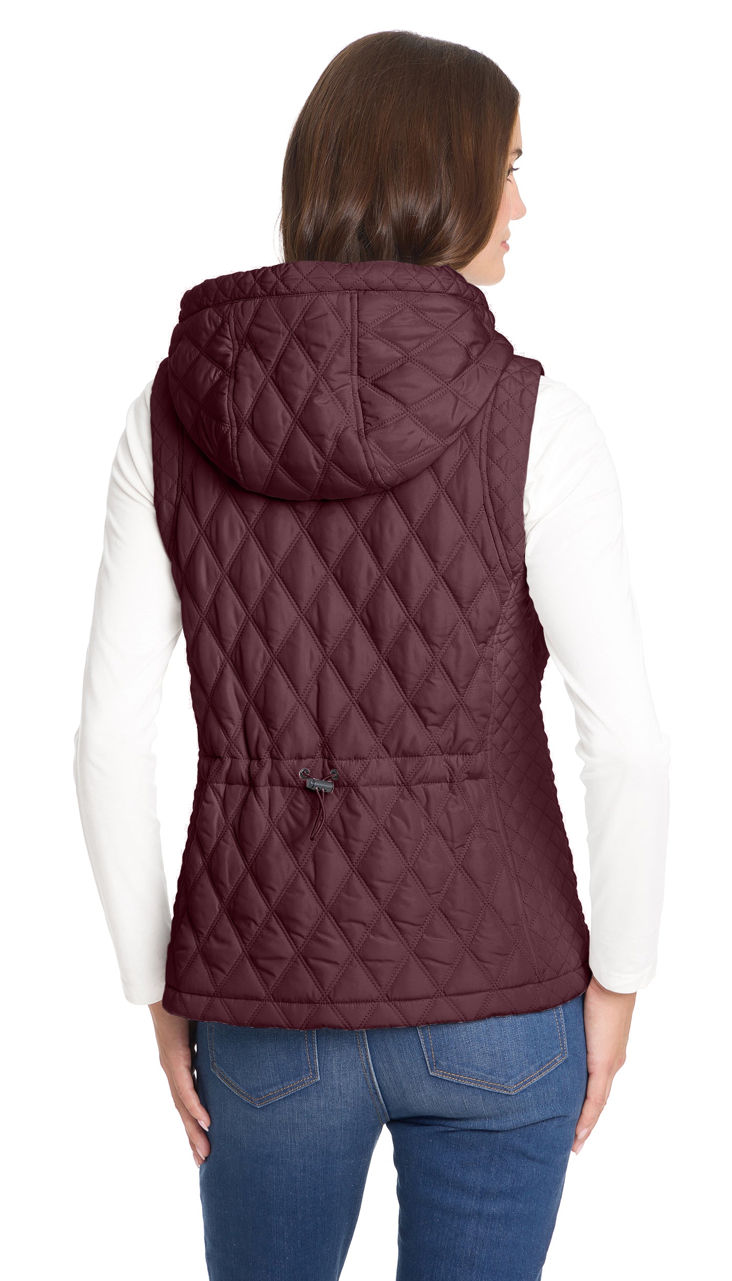 QUILTED HOODED VEST WITH PLUSH LINING