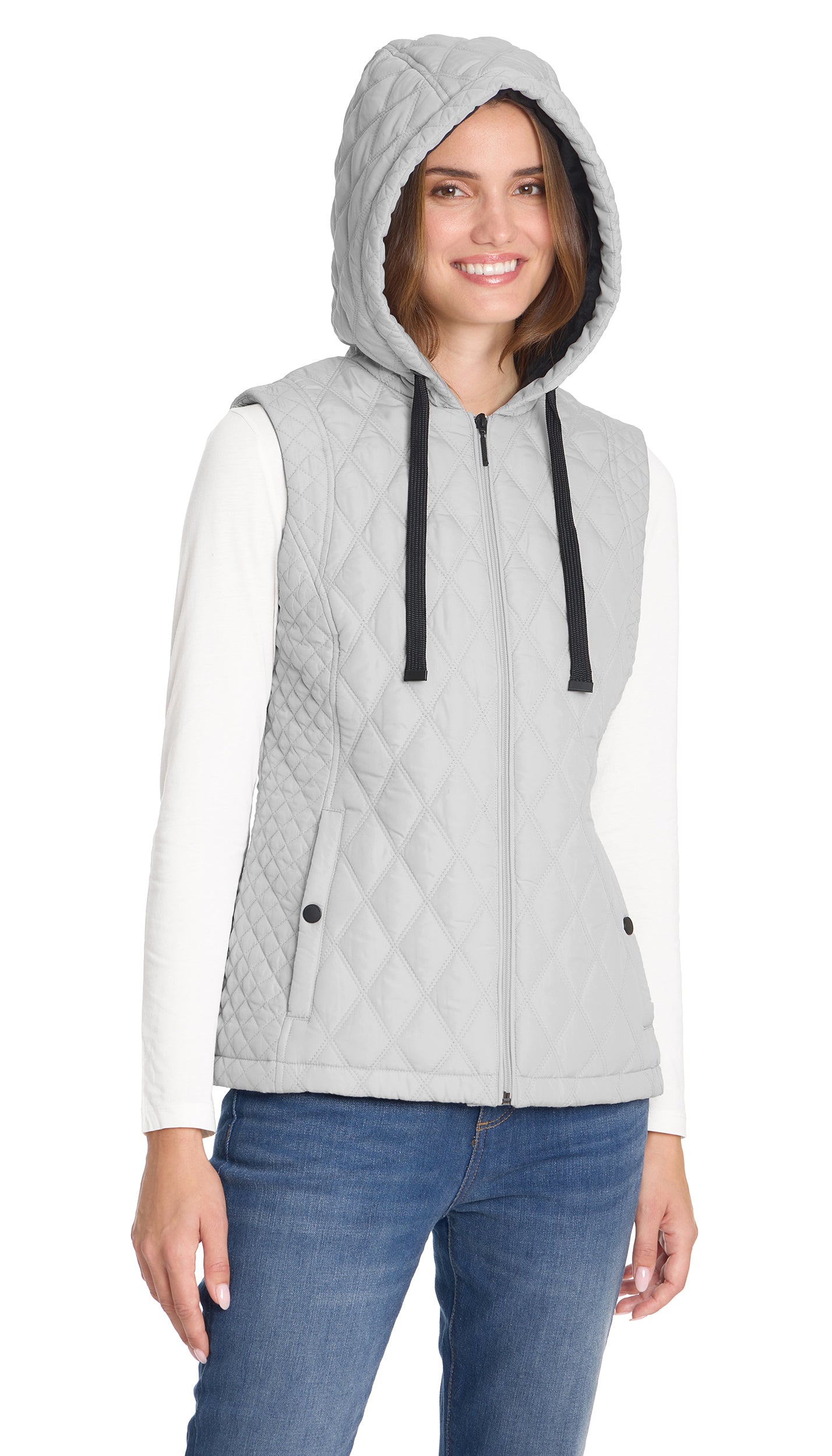 QUILTED HOODED VEST WITH PLUSH LINING