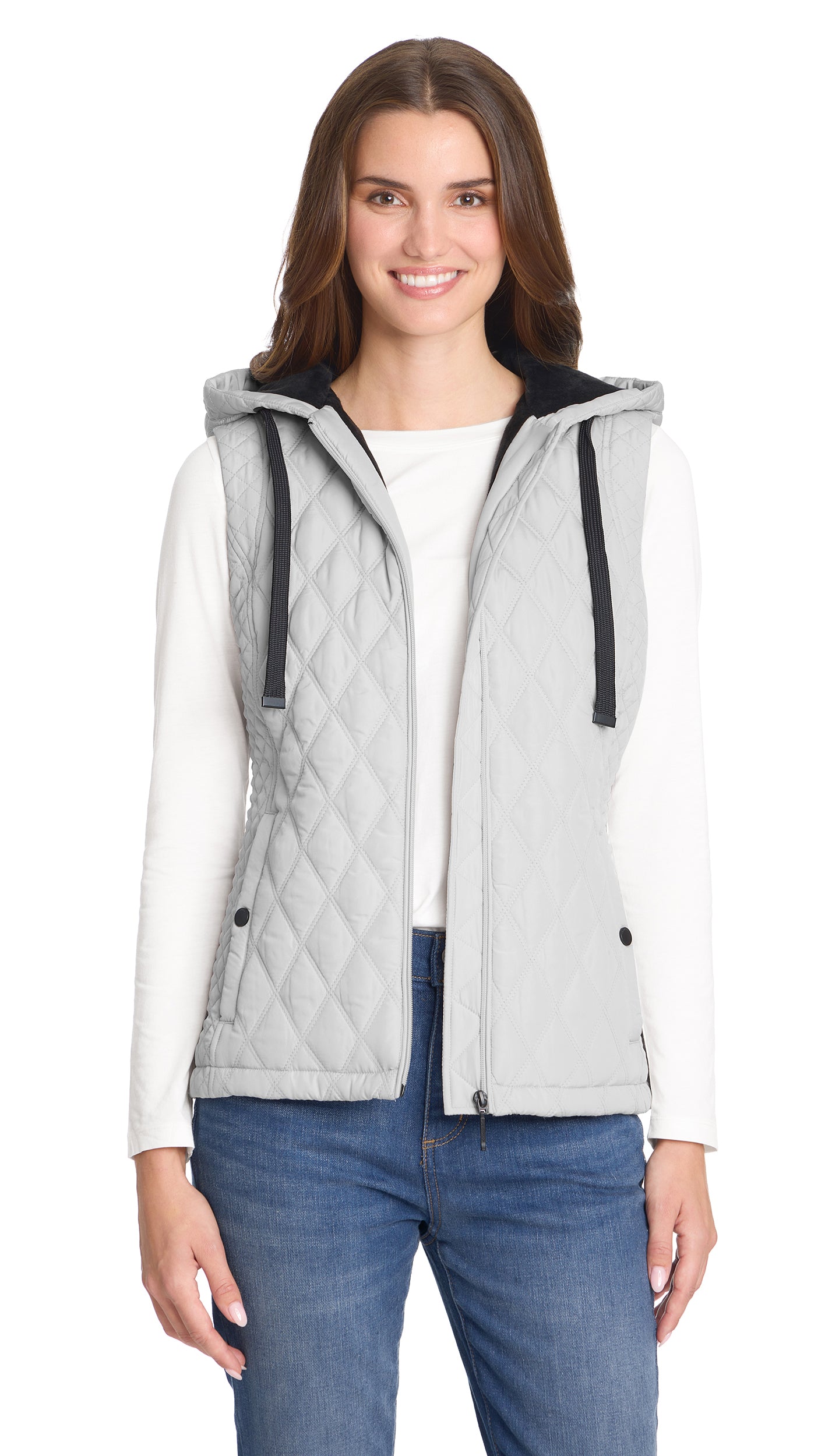 QUILTED HOODED VEST WITH PLUSH LINING