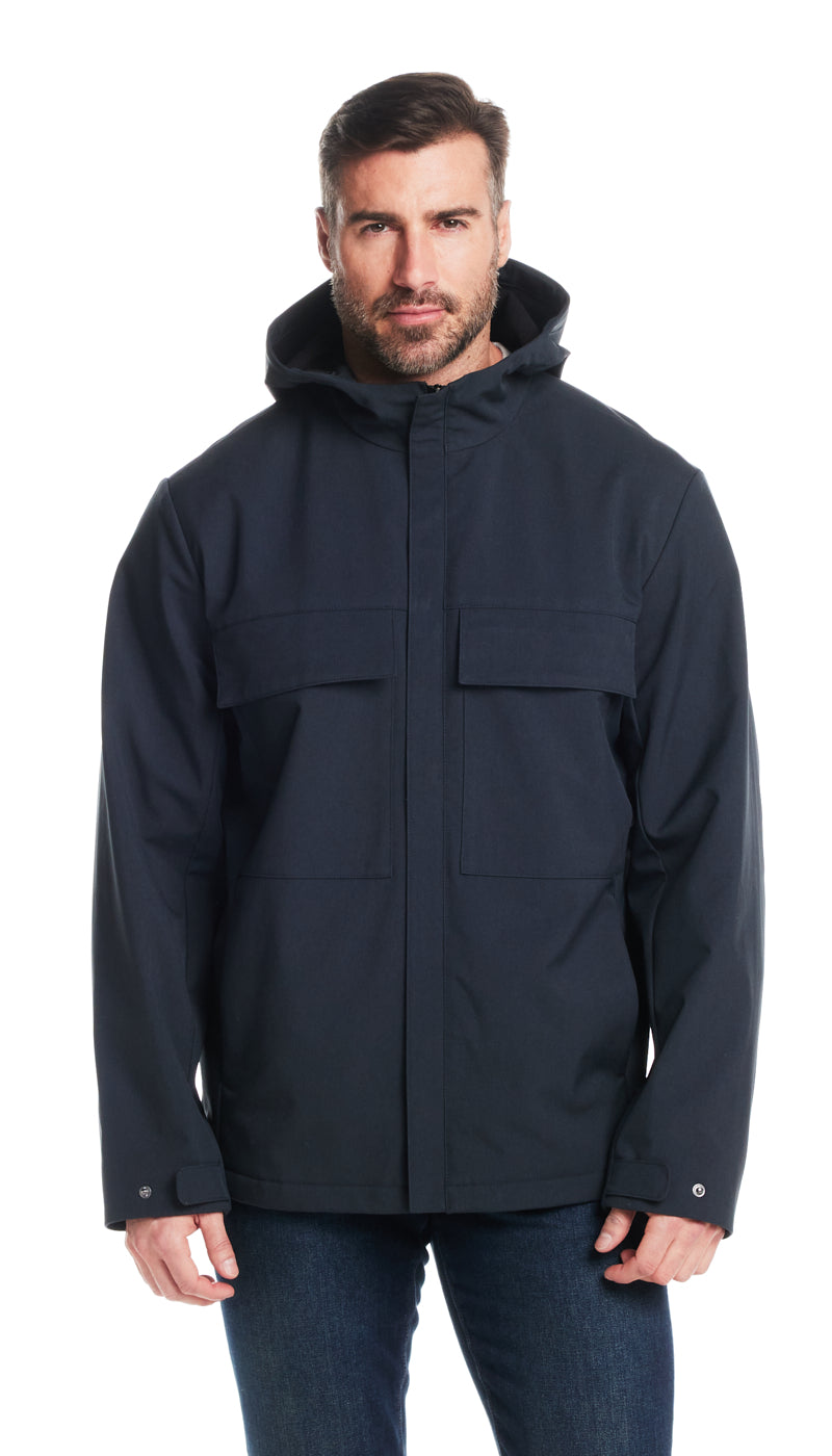 UNLINED HOODED SOFT SHELL SHIRT JACKET