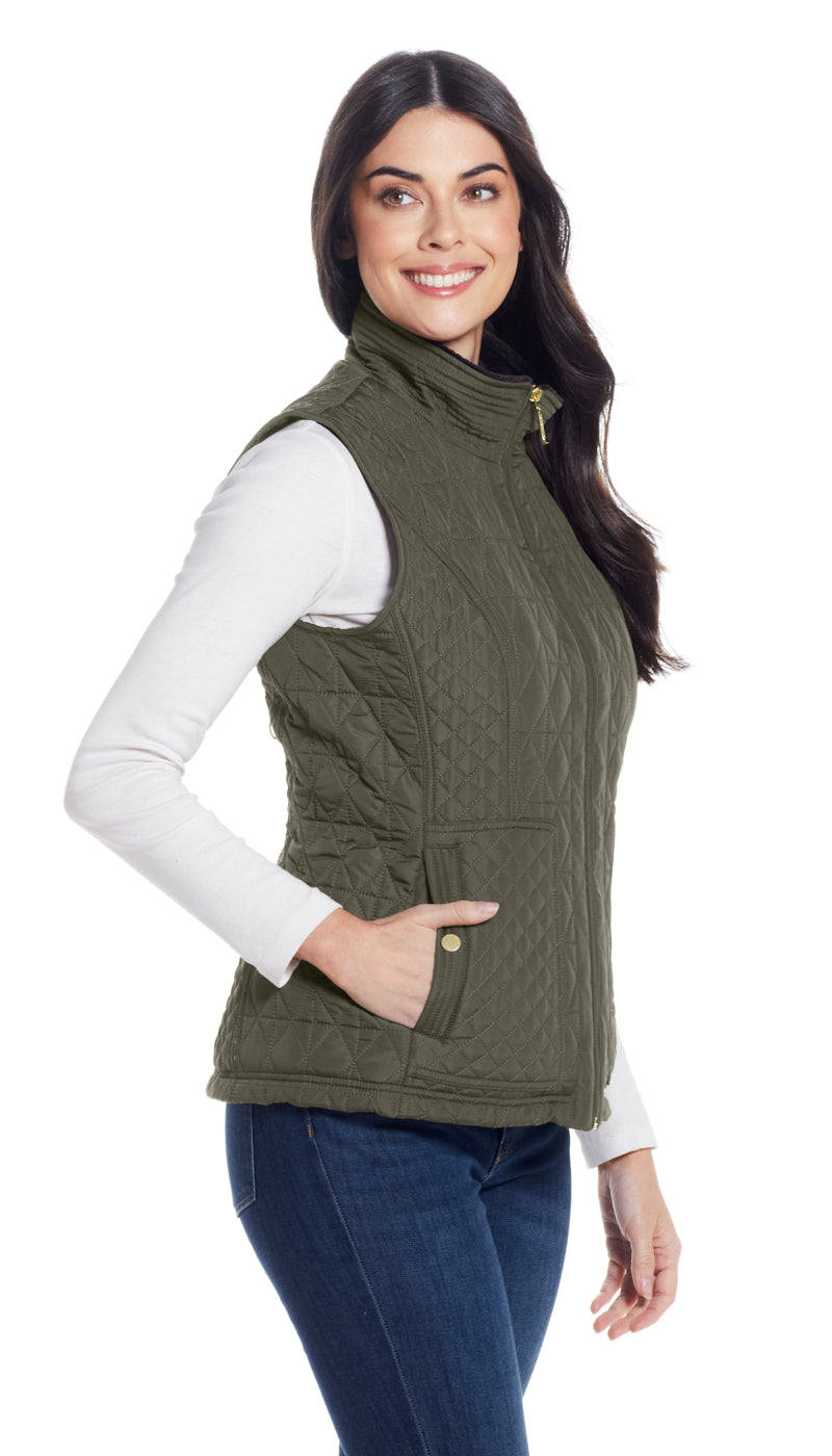 MULTI QUILTED PLUSH LINED VEST