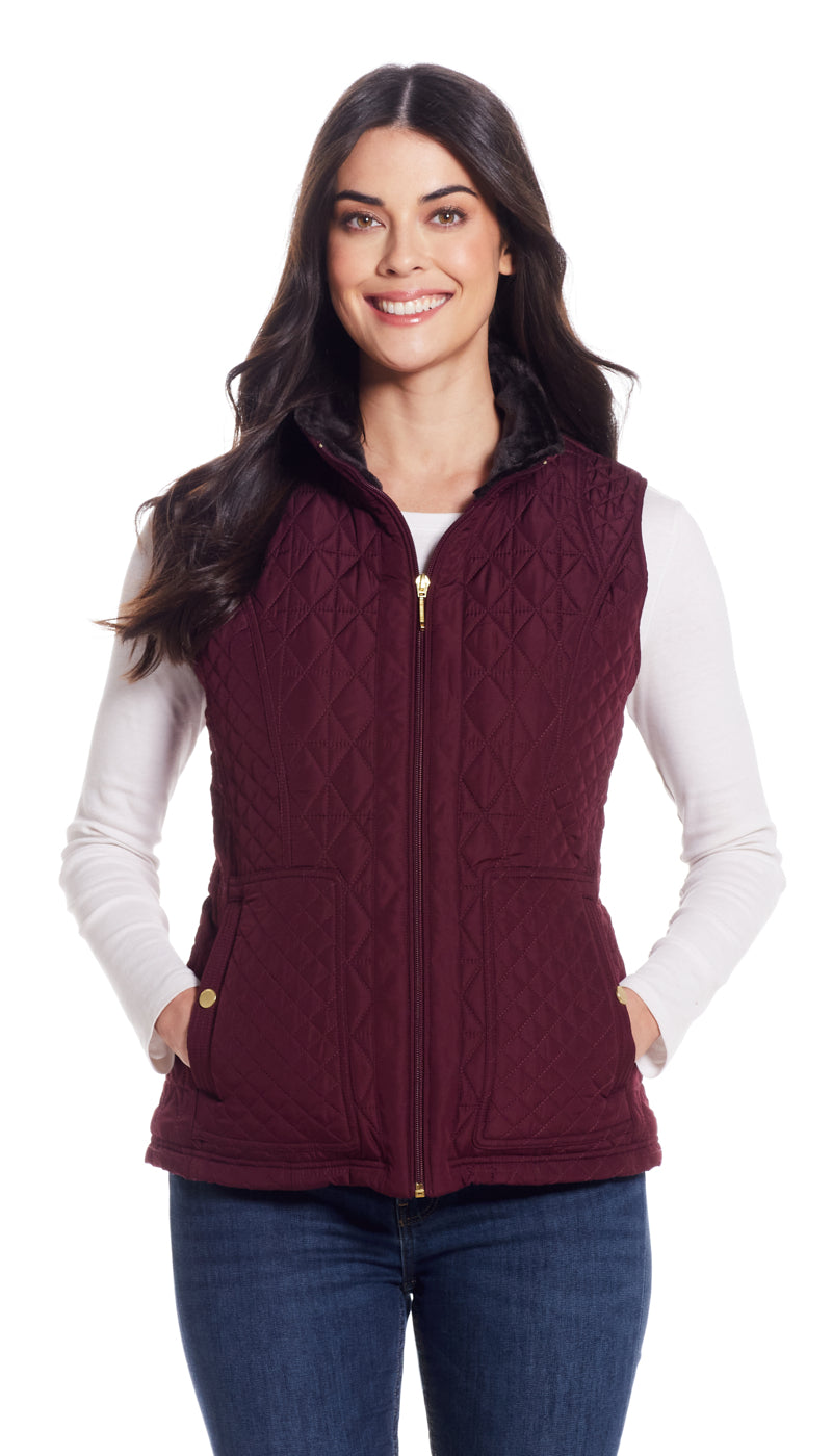 MULTI QUILTED PLUSH LINED VEST