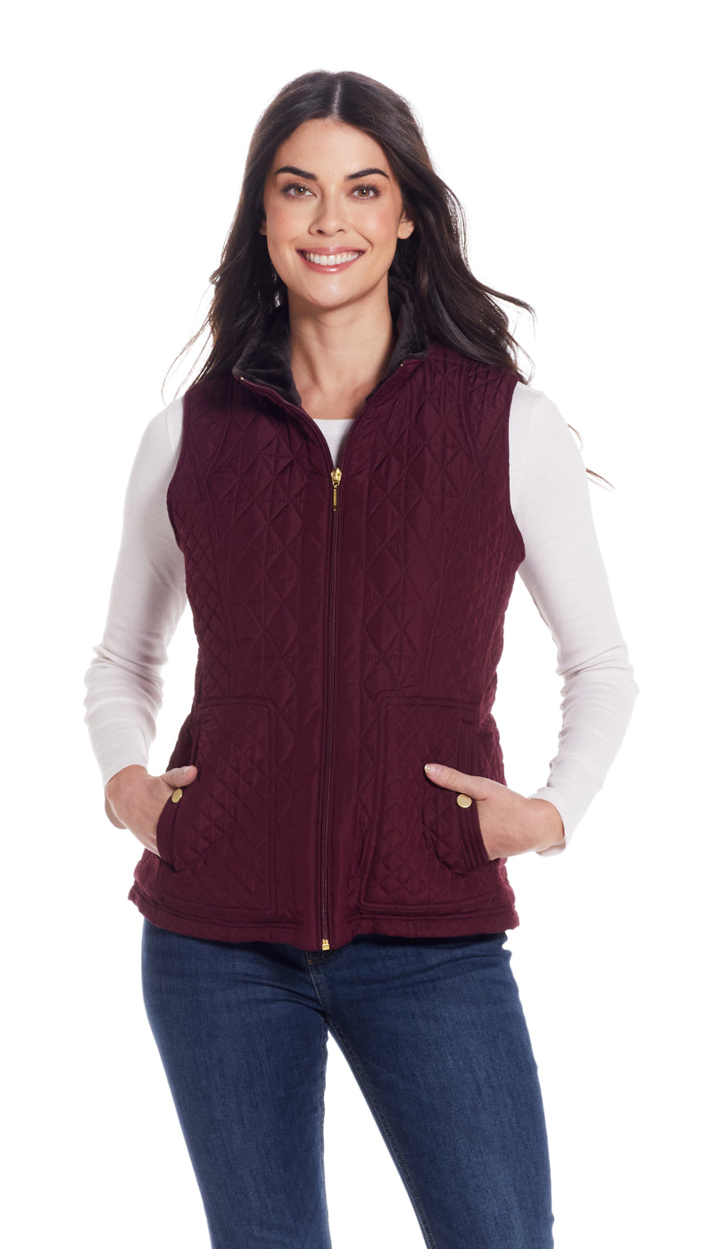 MULTI QUILTED PLUSH LINED VEST