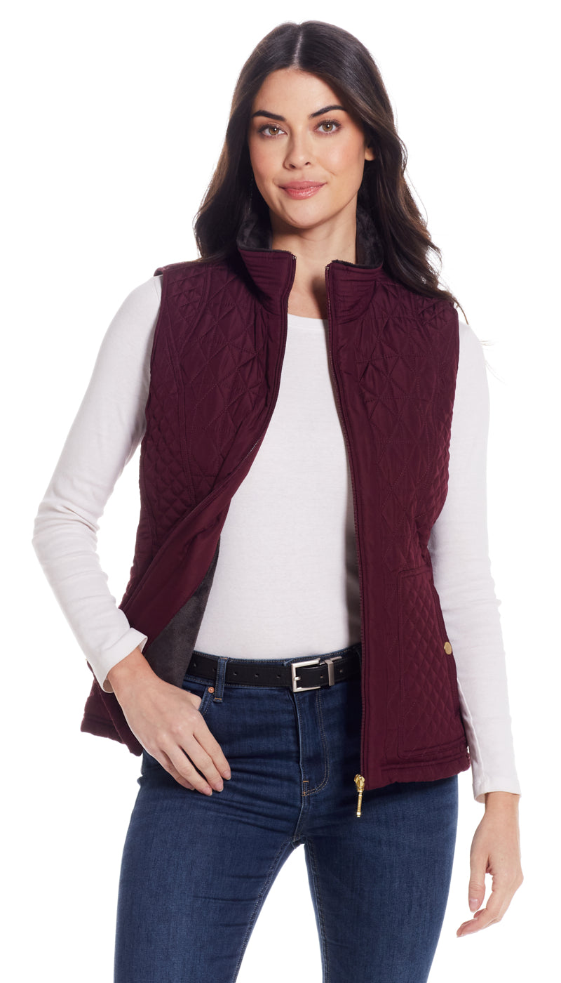 MULTI QUILTED PLUSH LINED VEST