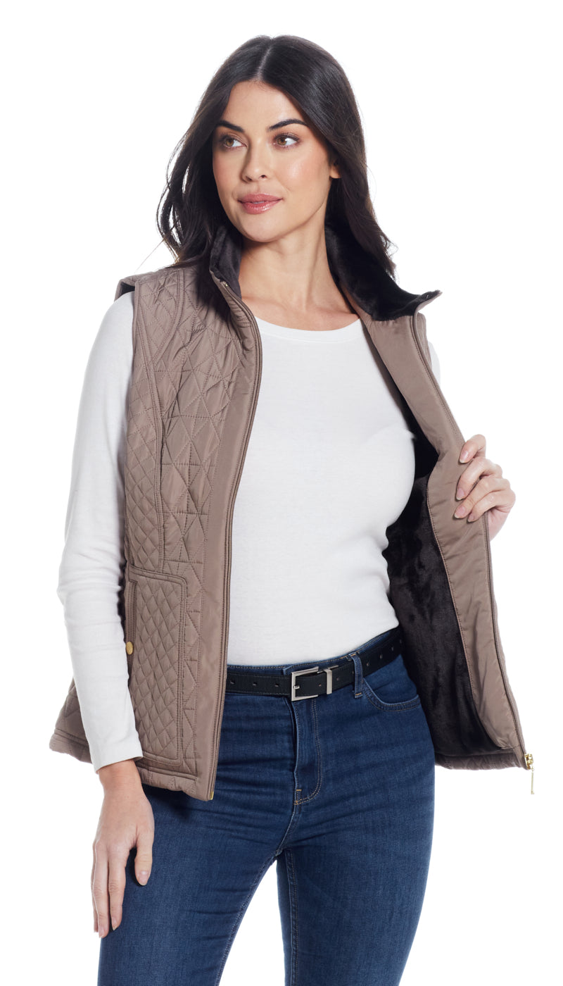 MULTI QUILTED PLUSH LINED VEST