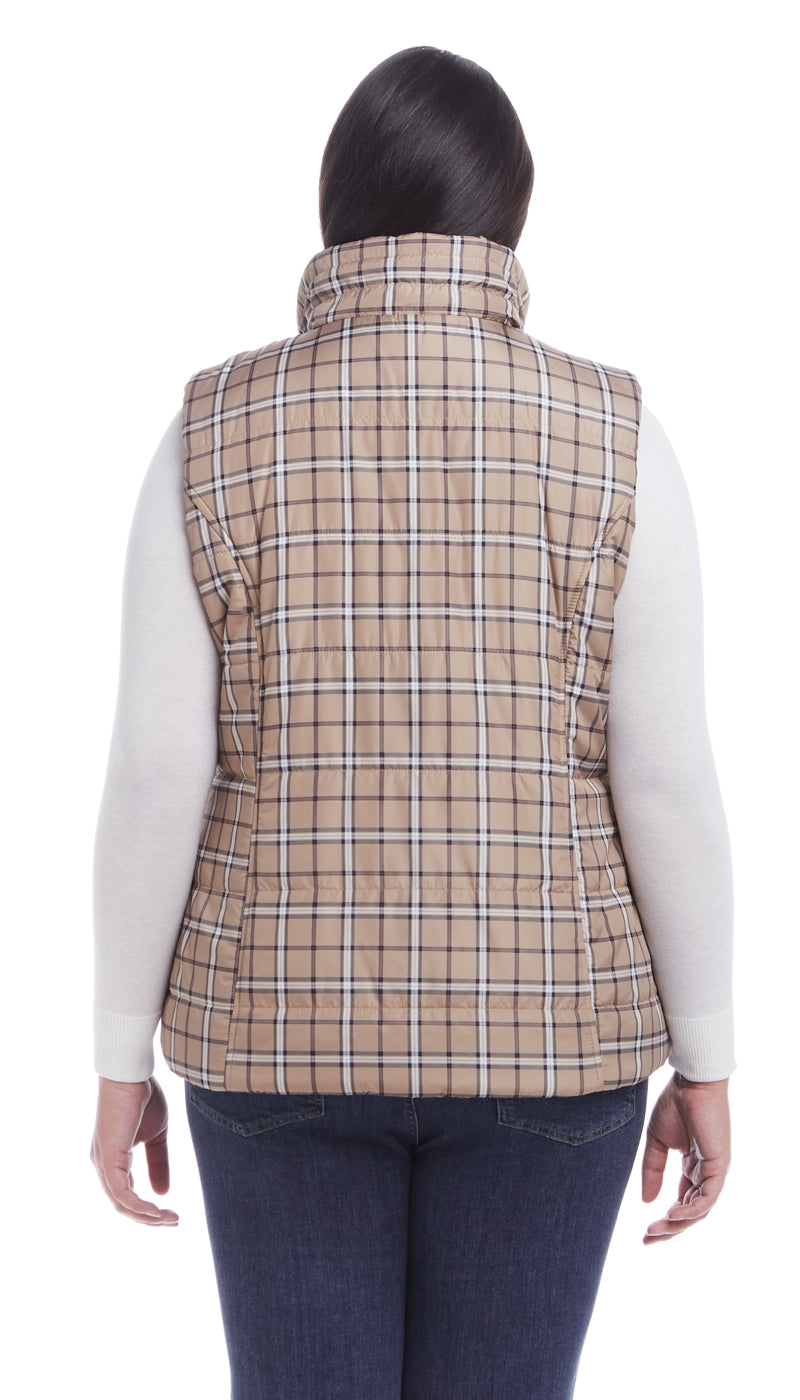 REVERSIBLE PLAID QUILTED VEST