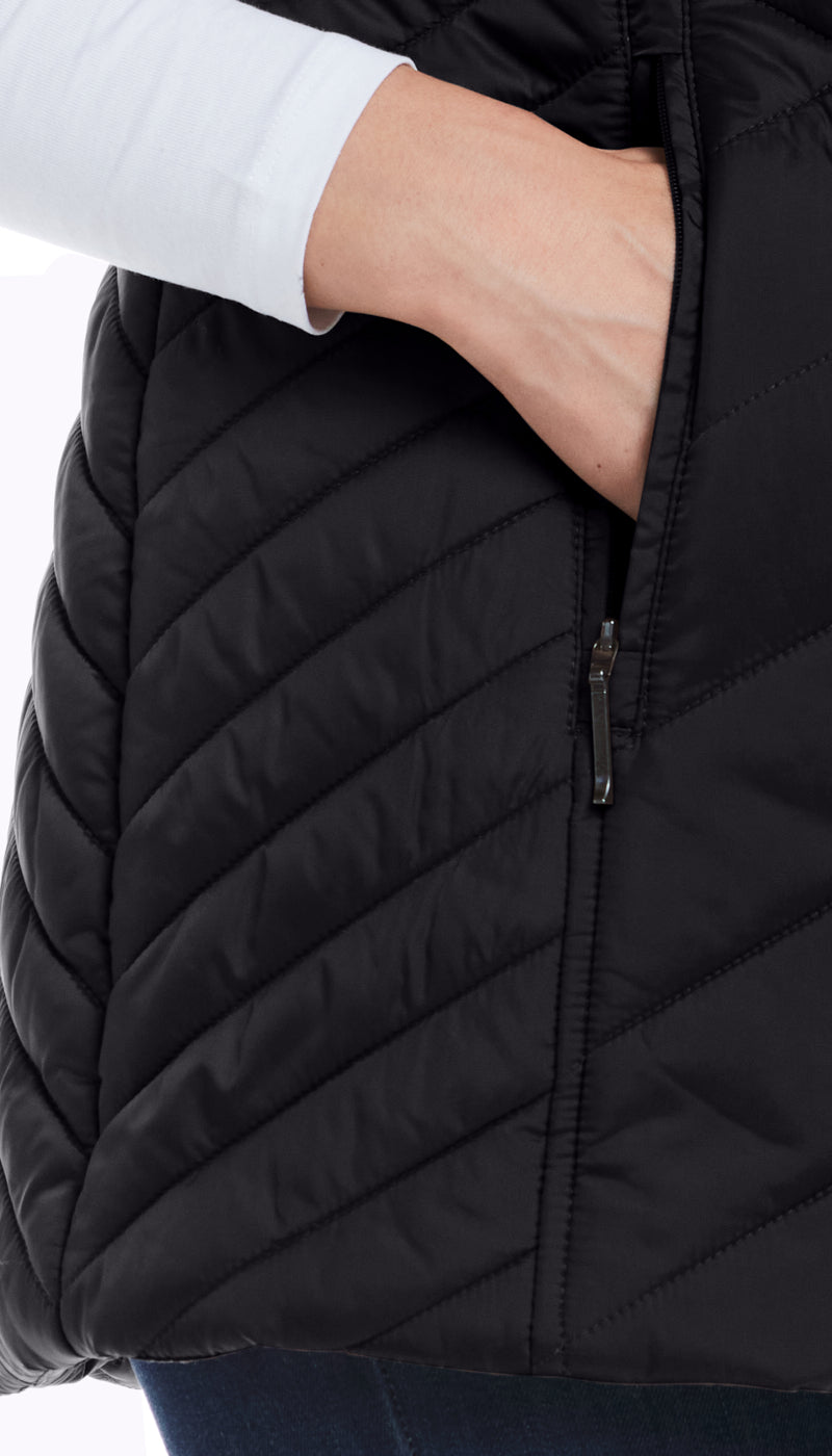 MIXED QUILTED LONGLINE VEST