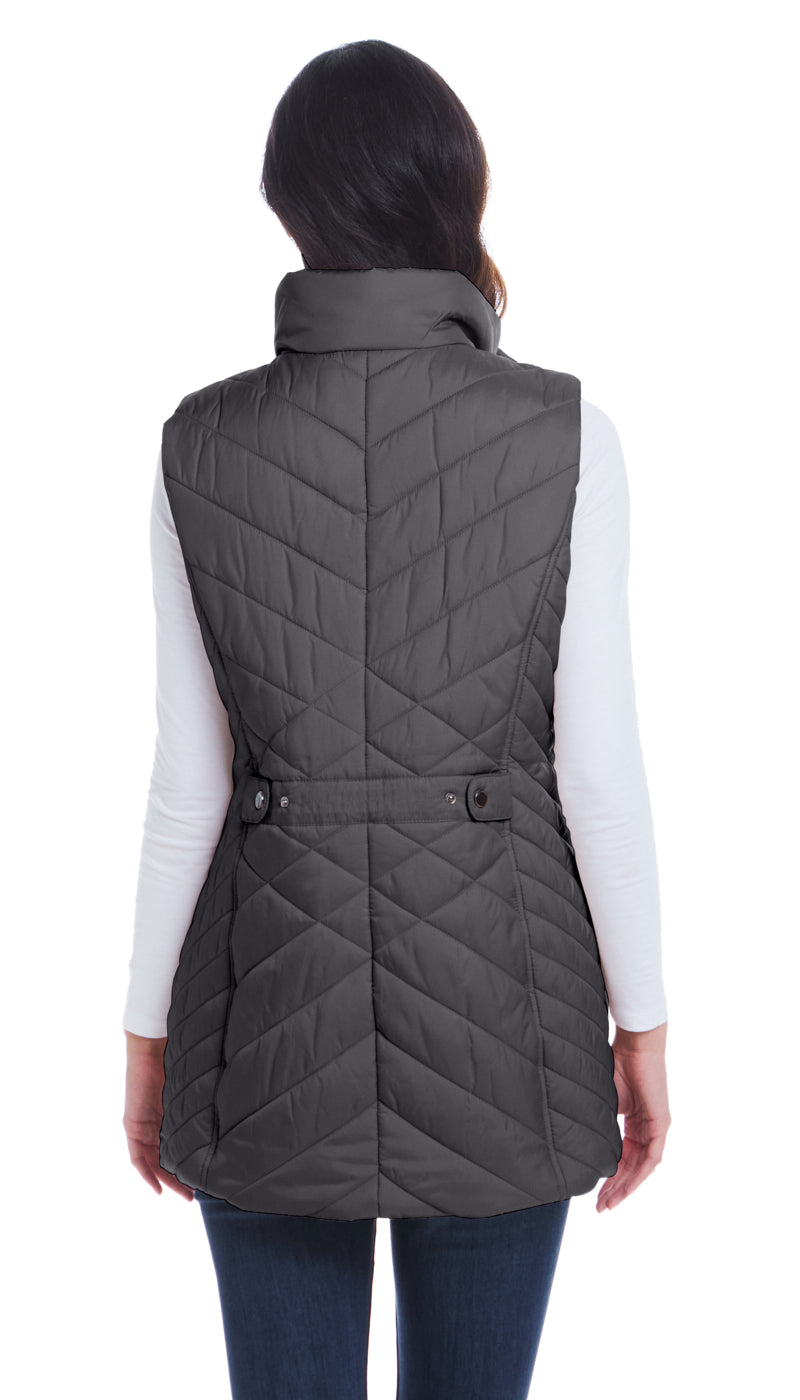 MIXED QUILTED LONGLINE VEST