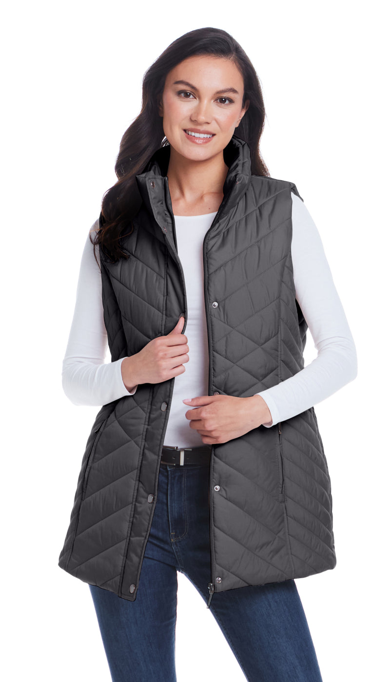 MIXED QUILTED LONGLINE VEST