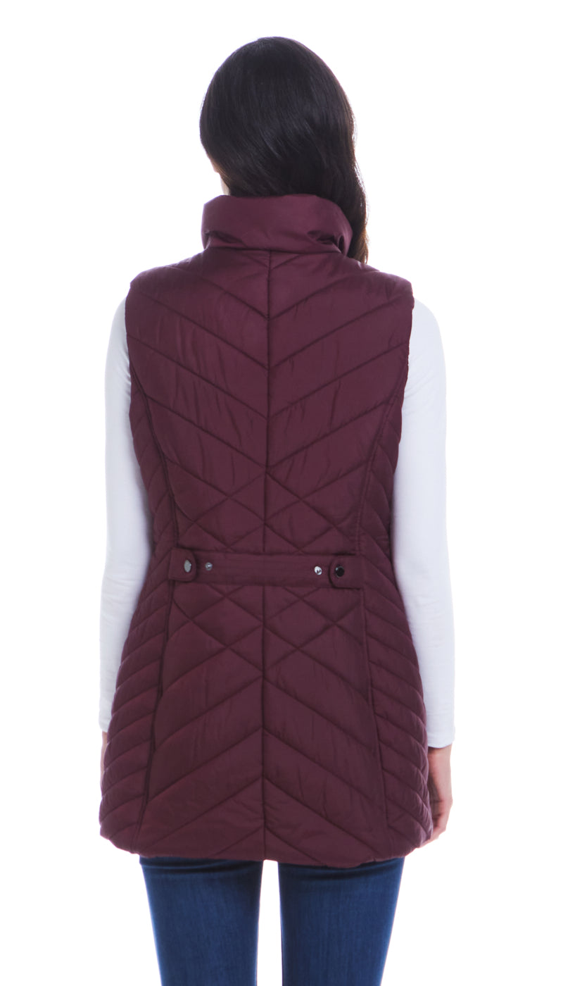 MIXED QUILTED LONGLINE VEST