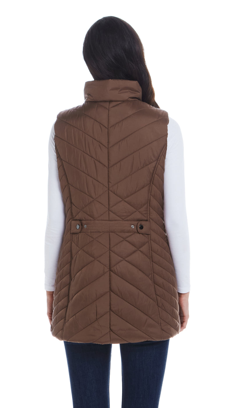 MIXED QUILTED LONGLINE VEST