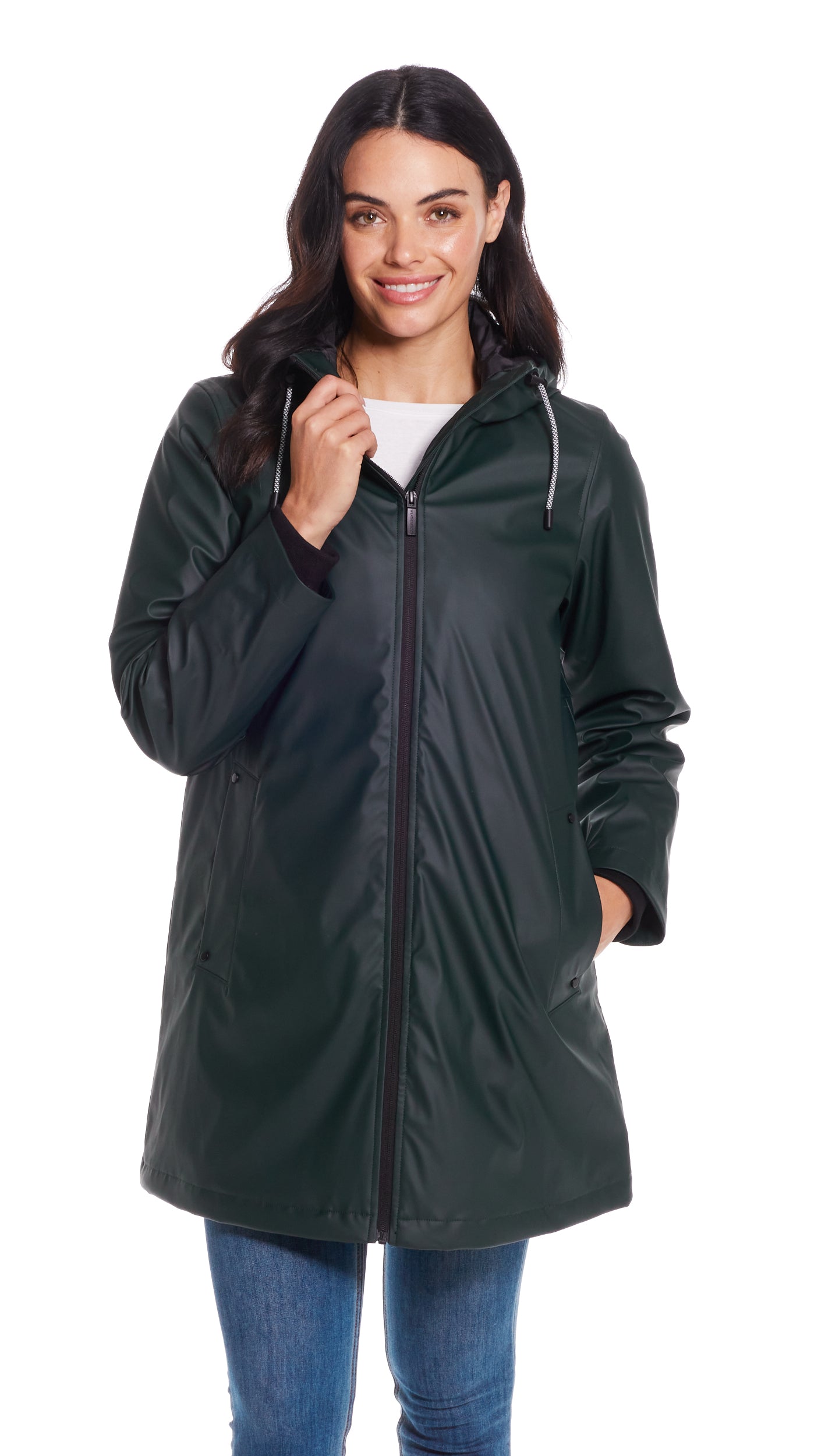 HOODED A-LINE RAIN SLICKER