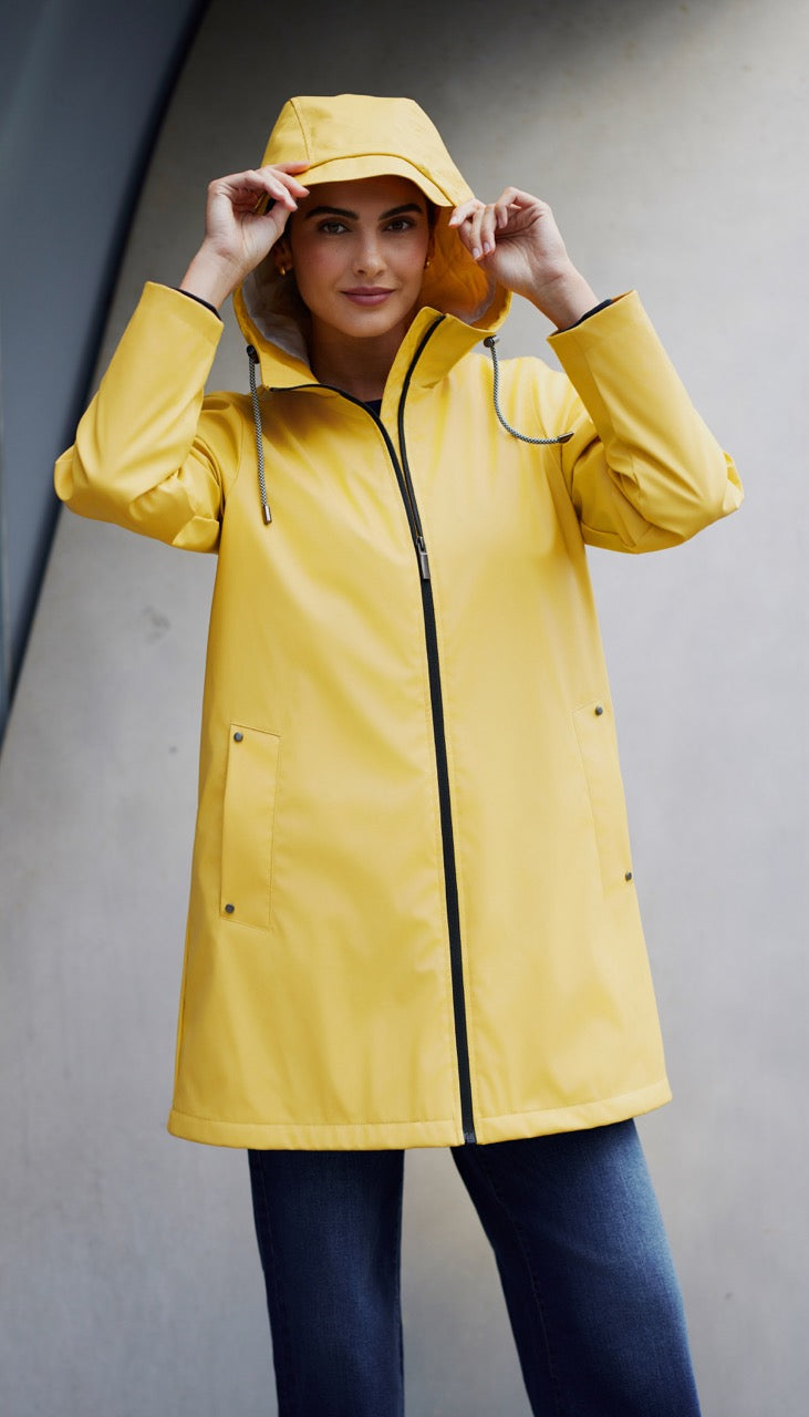 HOODED A-LINE RAIN SLICKER