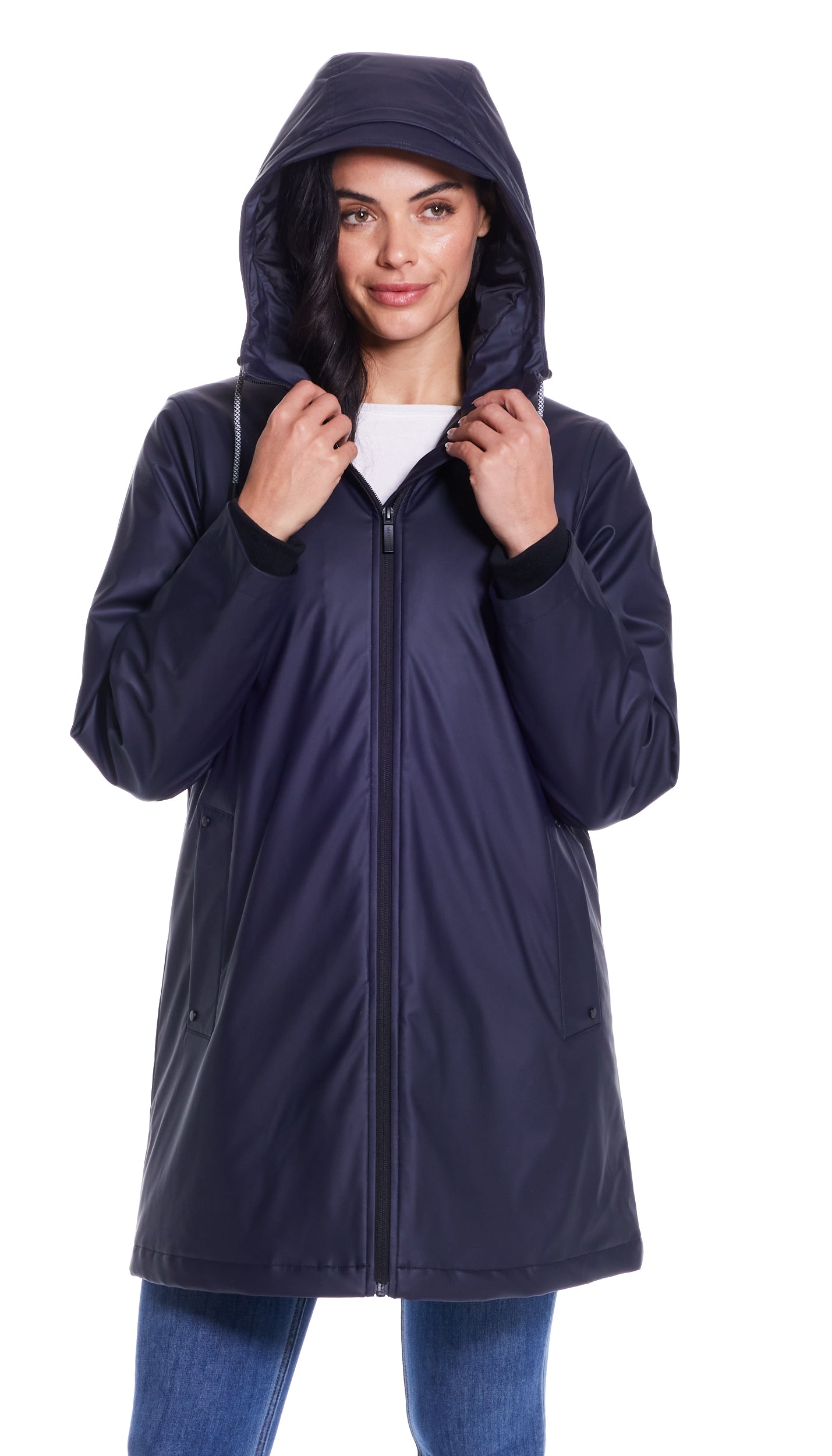 HOODED A-LINE RAIN SLICKER